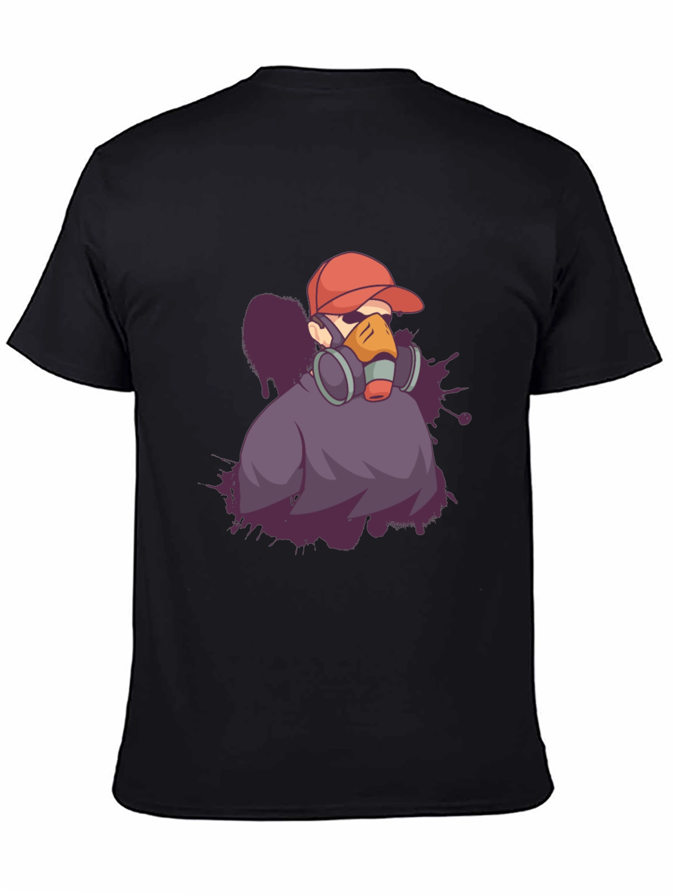 Black Urban Style Graphic Tee - Gas Mask Artist view 4