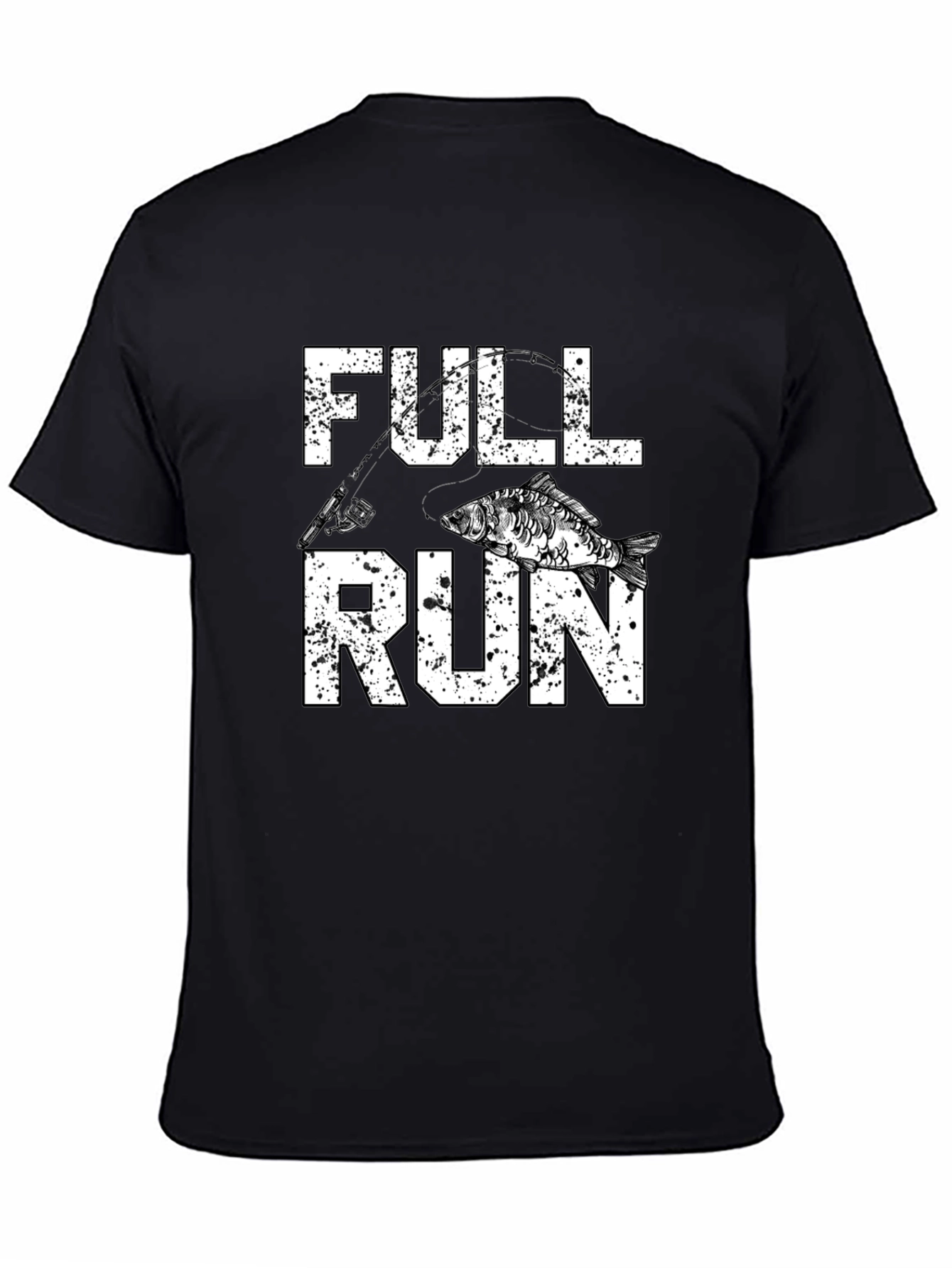 Black Full Run Fishing Graphic T-Shirt view 4