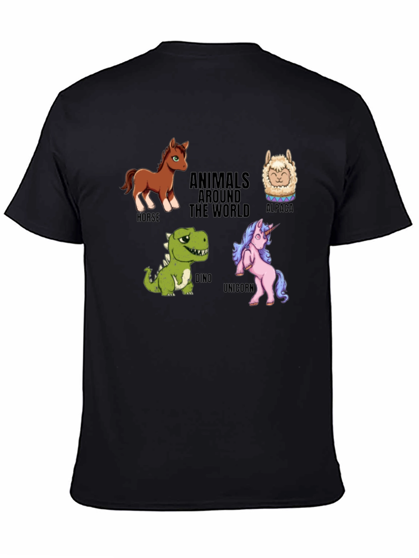 Black Animals Around The World Graphic Tee view 4