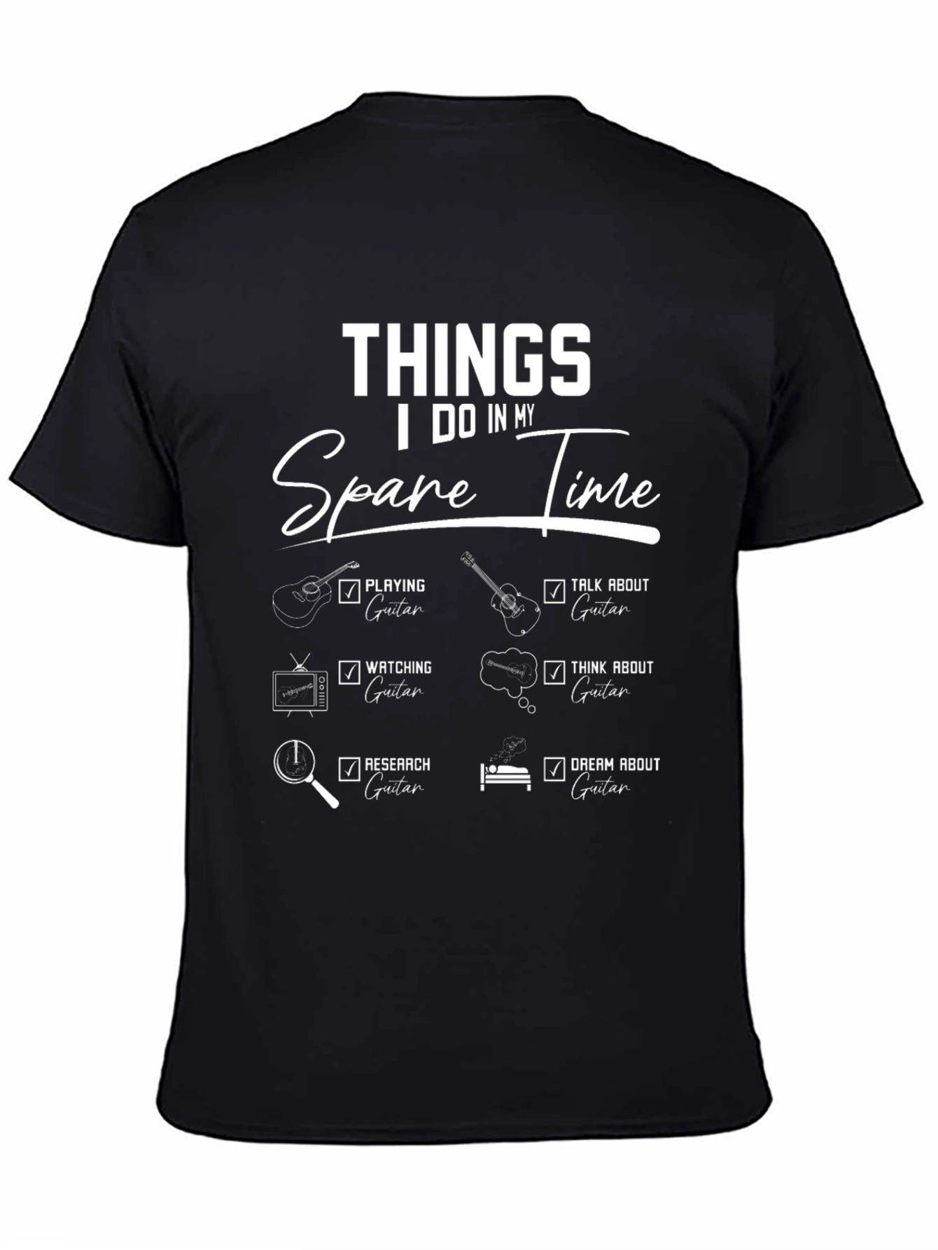 Black Guitar Lover's T-Shirt: Spare Time Activities view 4