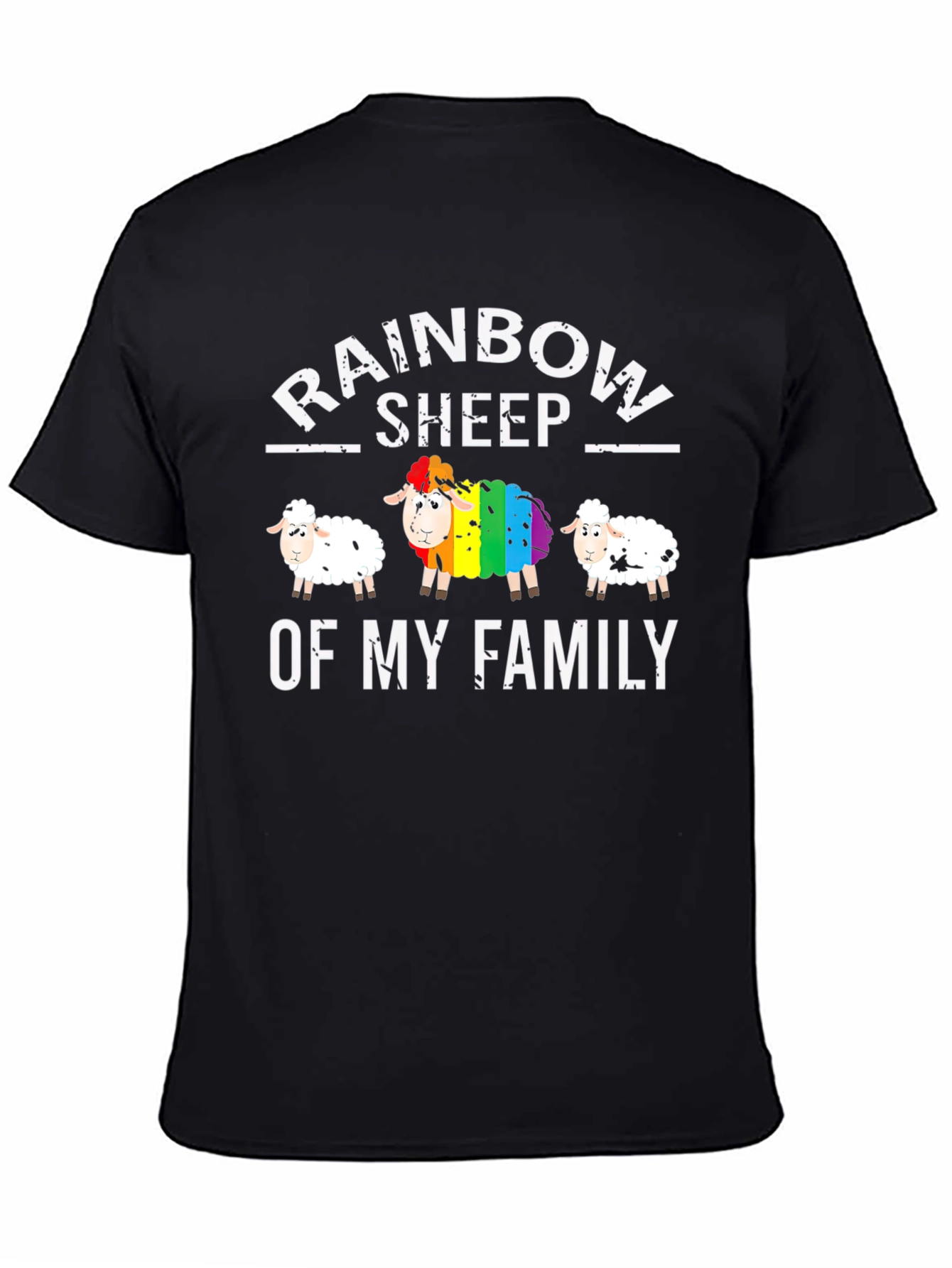 Black Rainbow Sheep Family T-Shirt, Pride LGBT Tee view 4