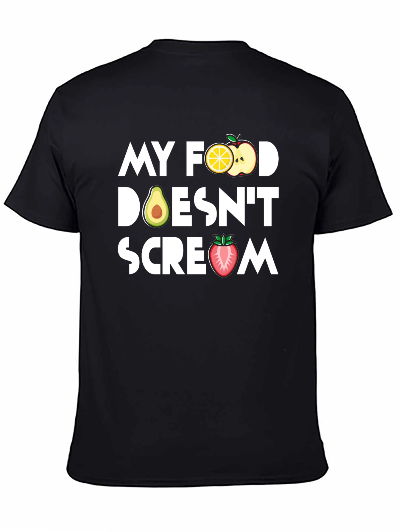 Black Vegan T-Shirt - My Food Doesn't Scream view 4