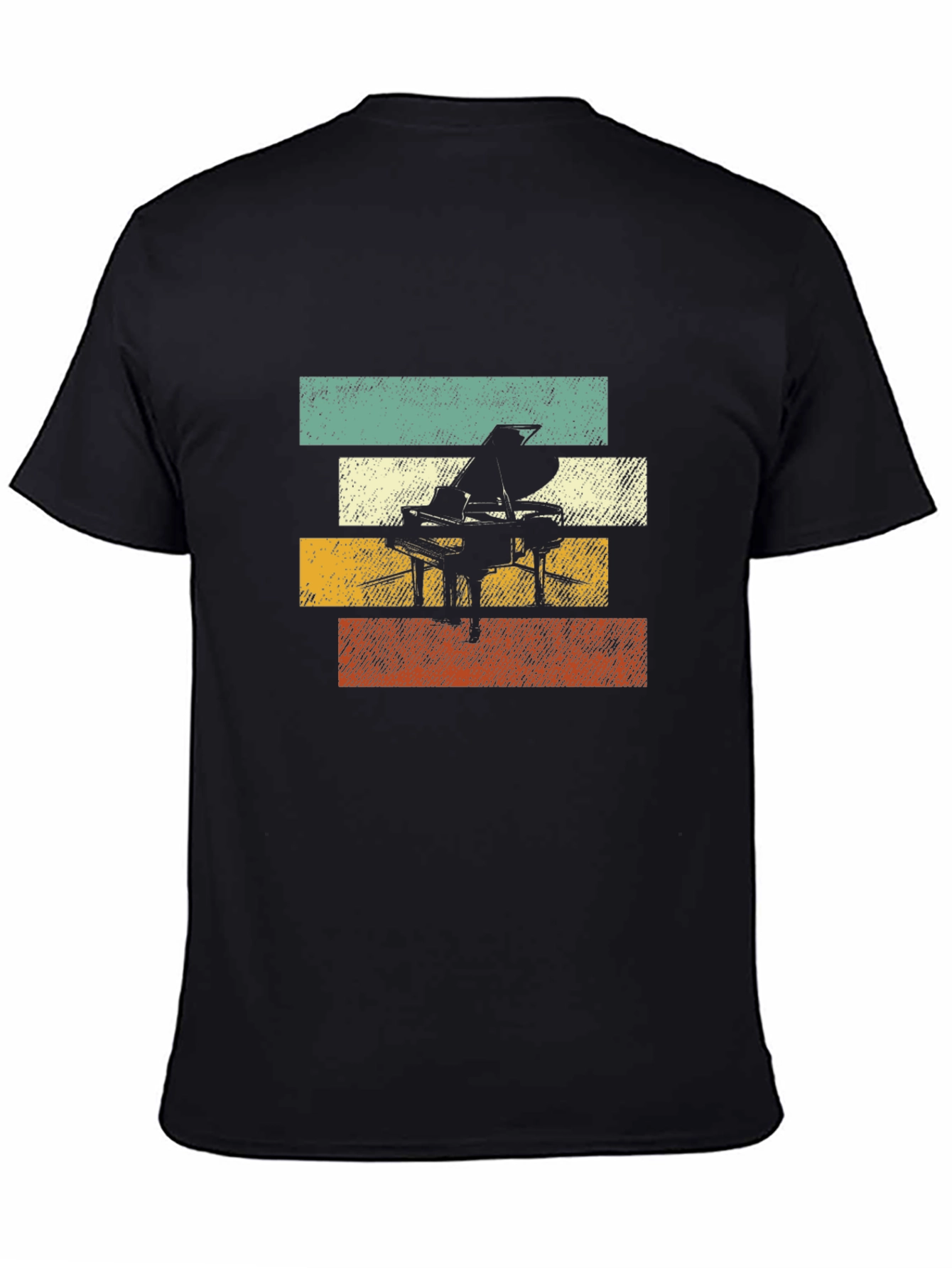 Black Retro Piano T-Shirt: Vintage Style Music Tee view 4