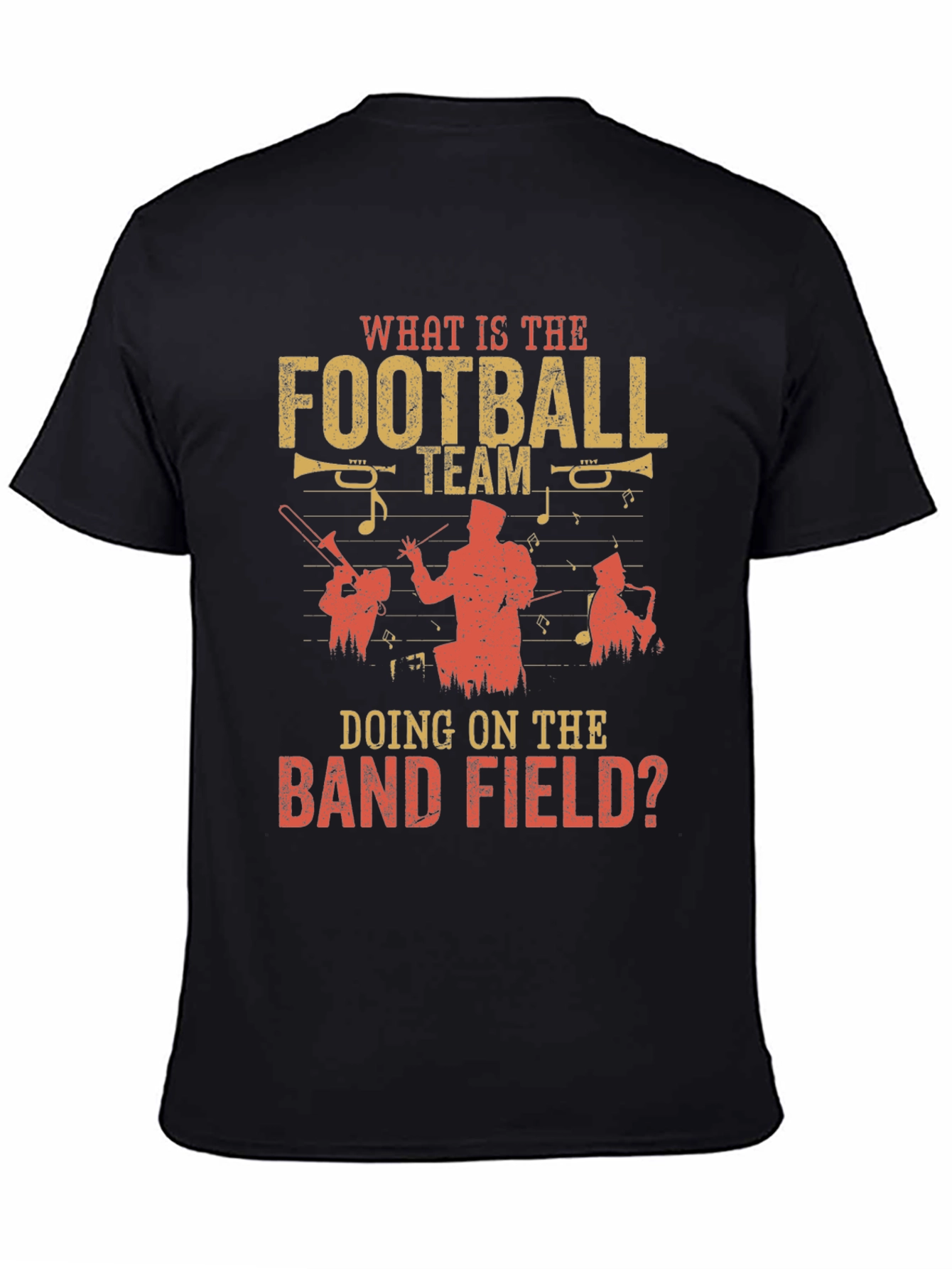 Black Football Team on Band Field Graphic T-Shirt view 4