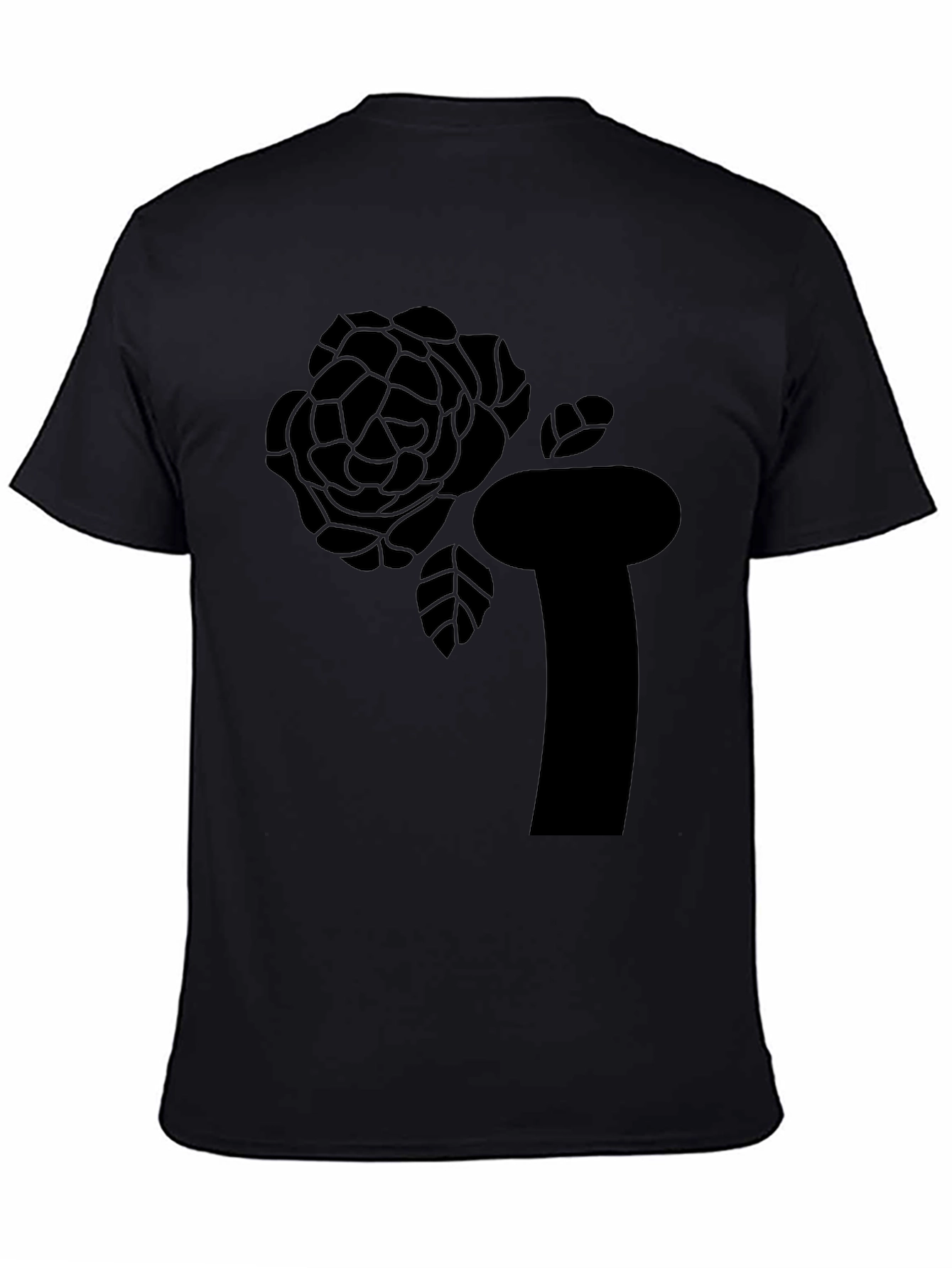 Black Black T-Shirt with Abstract Rose Graphic view 4