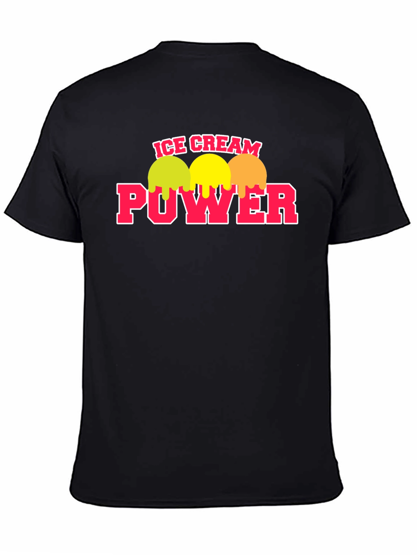 Black Ice Cream Power T-Shirt - Black Crew Neck Tee view 4