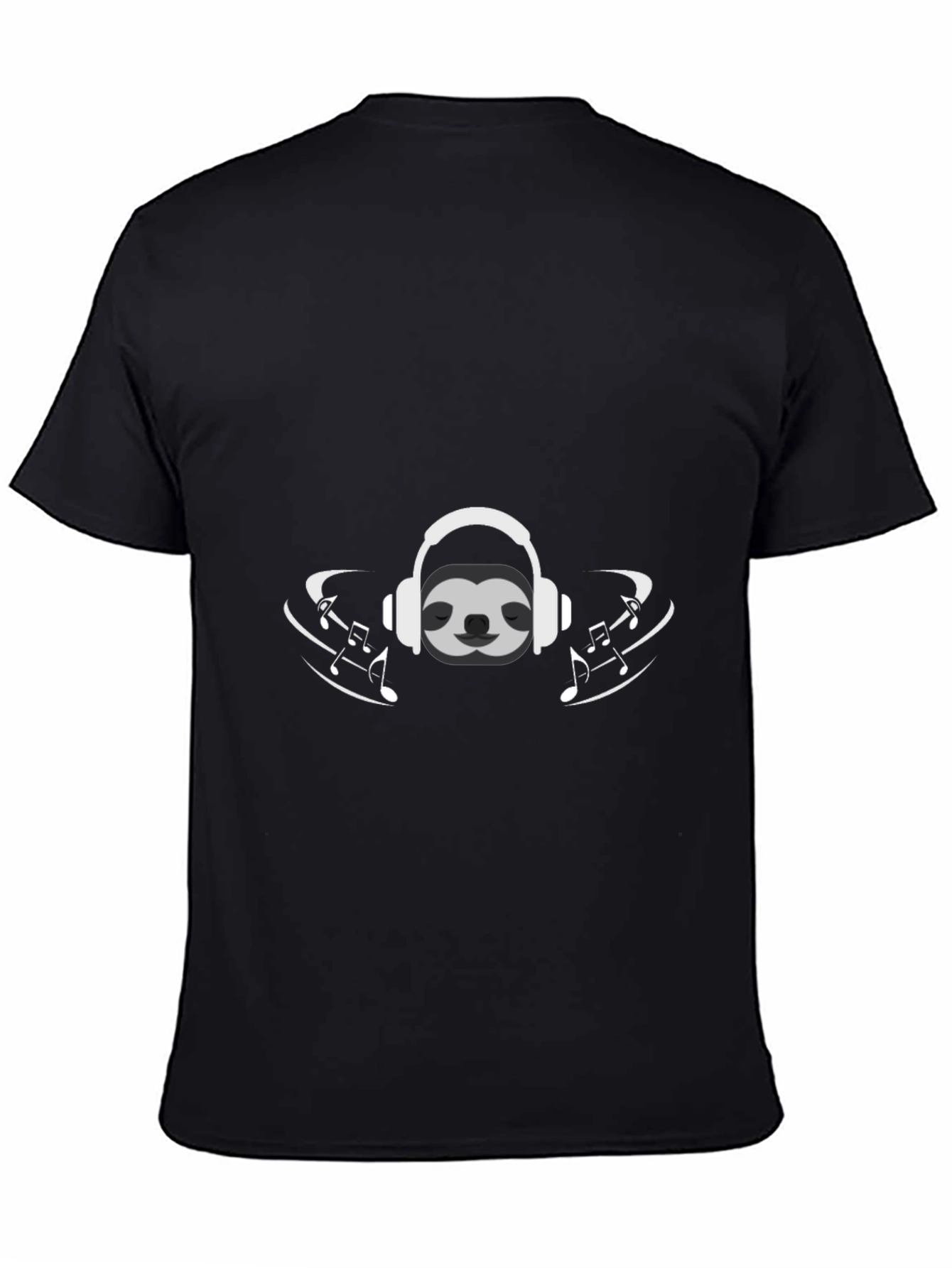 Black Sloth Music Lover Graphic Tee - Black T-Shirt view 4
