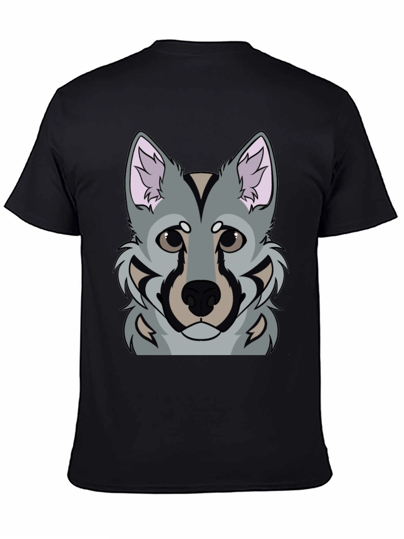 Black Wolf Graphic Print Black T-Shirt view 4