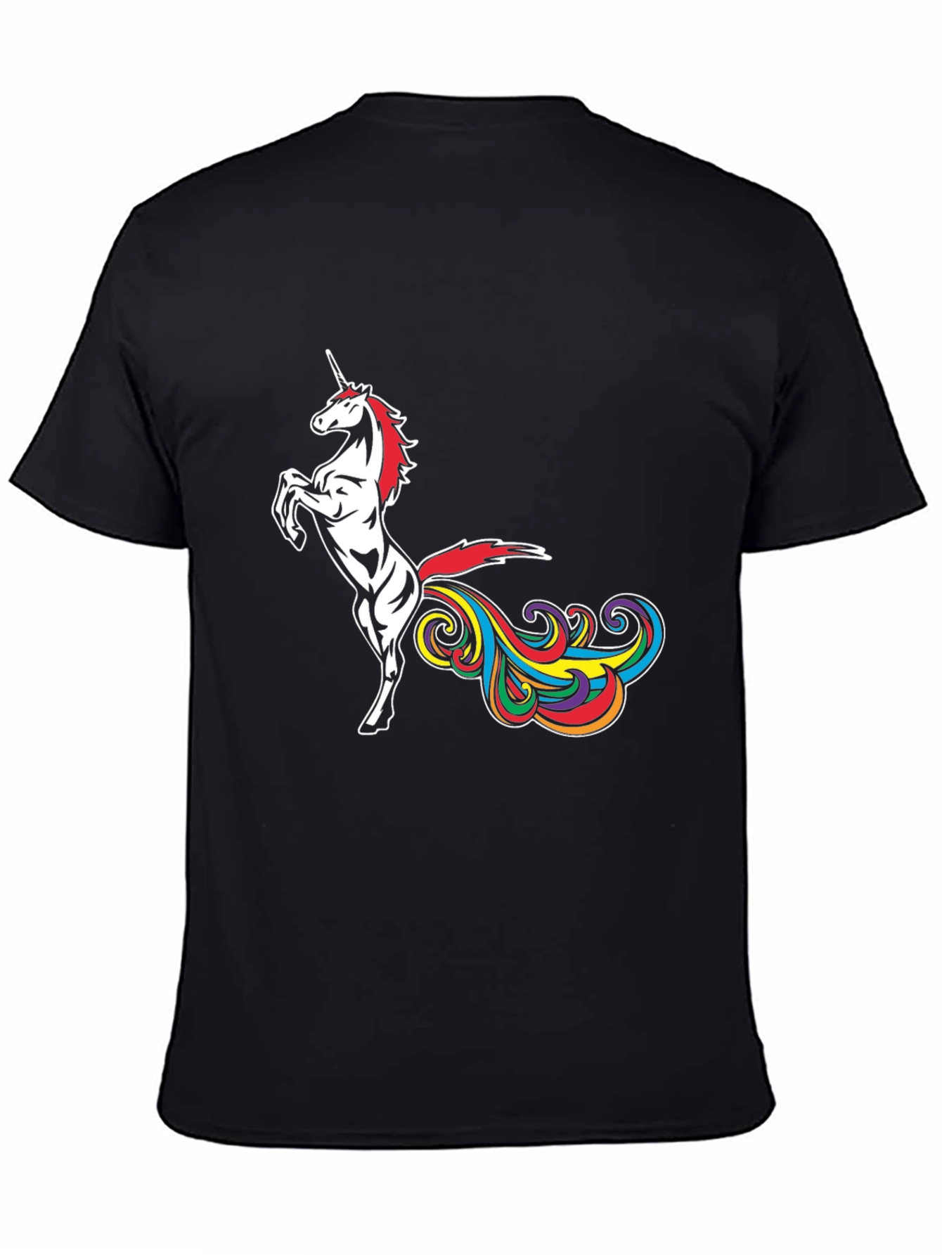 Black Unicorn Rainbow Funny Tee view 4