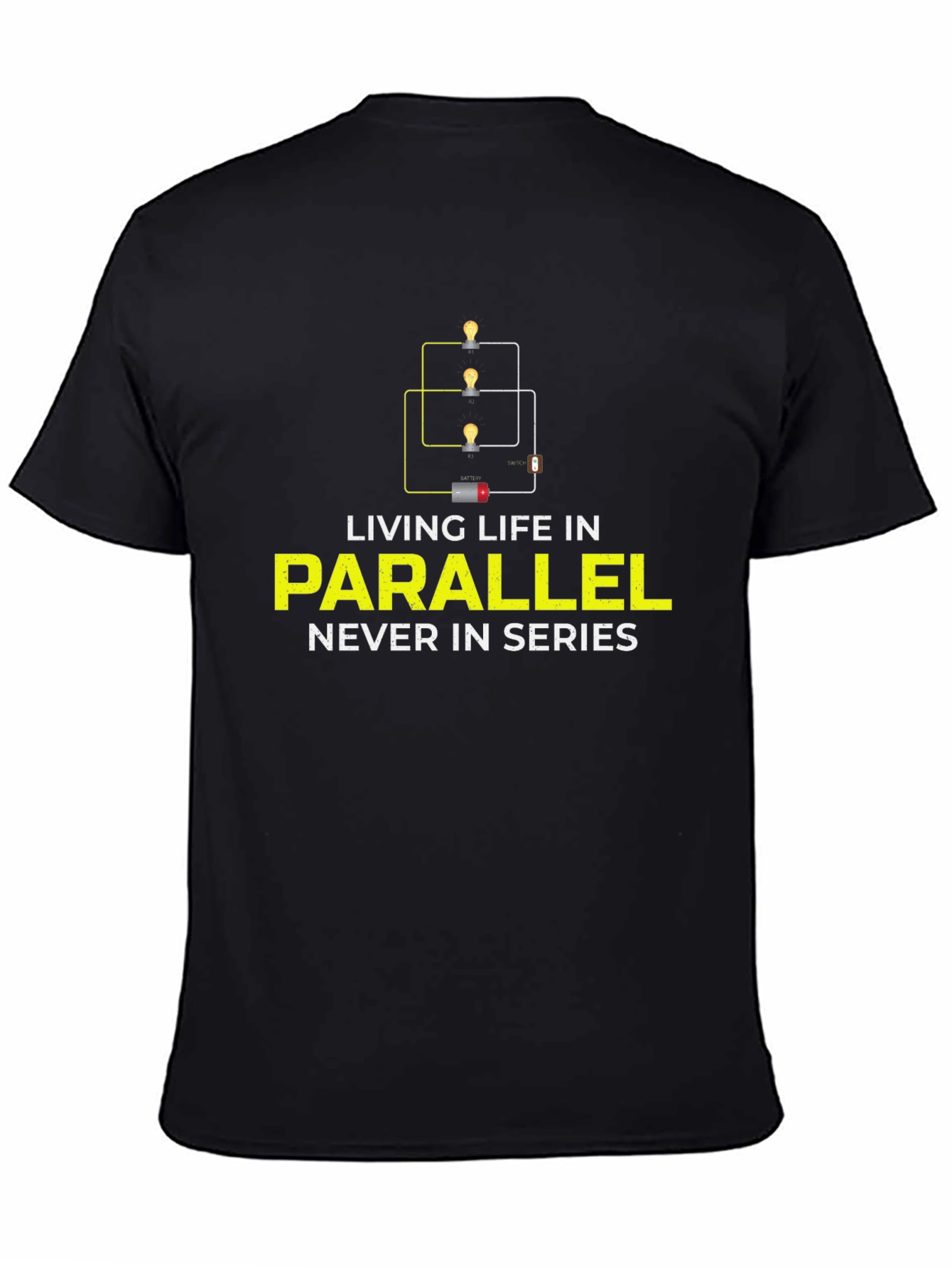 Black Parallel Life Graphic Tee - Electrical Circuit Humor view 4