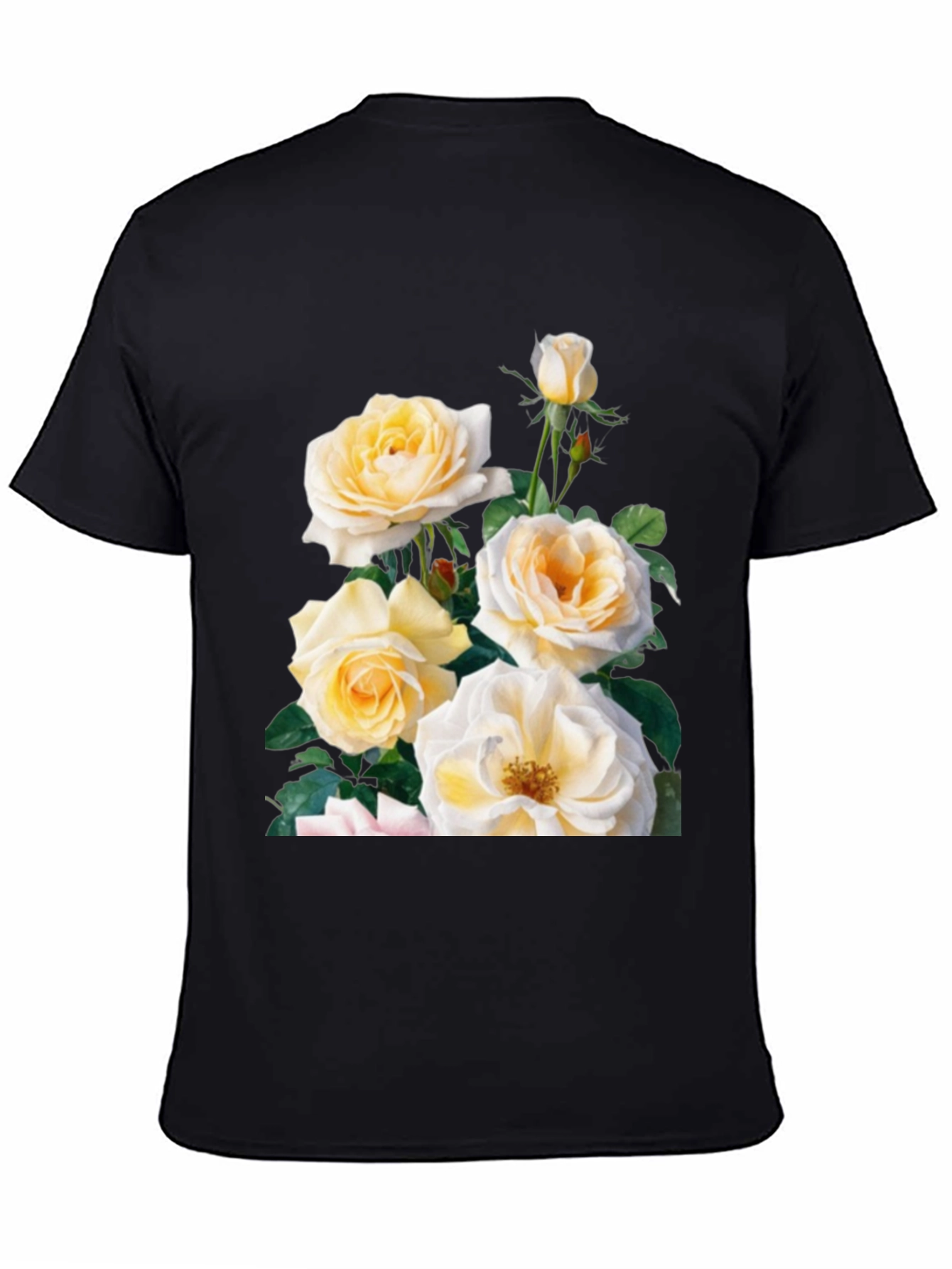 Black Floral Rose Graphic T-Shirt - Soft Cotton Blend view 4