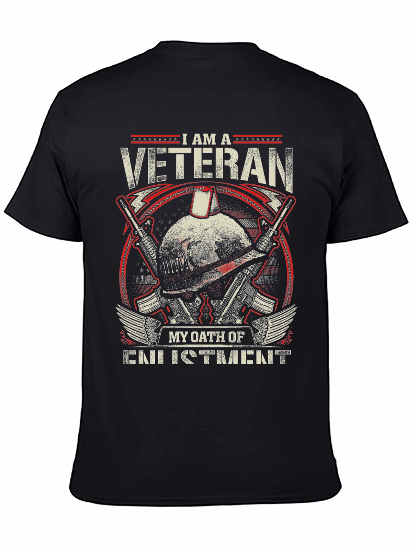 Black I am a Veteran T-Shirt - Military Oath Design view 4