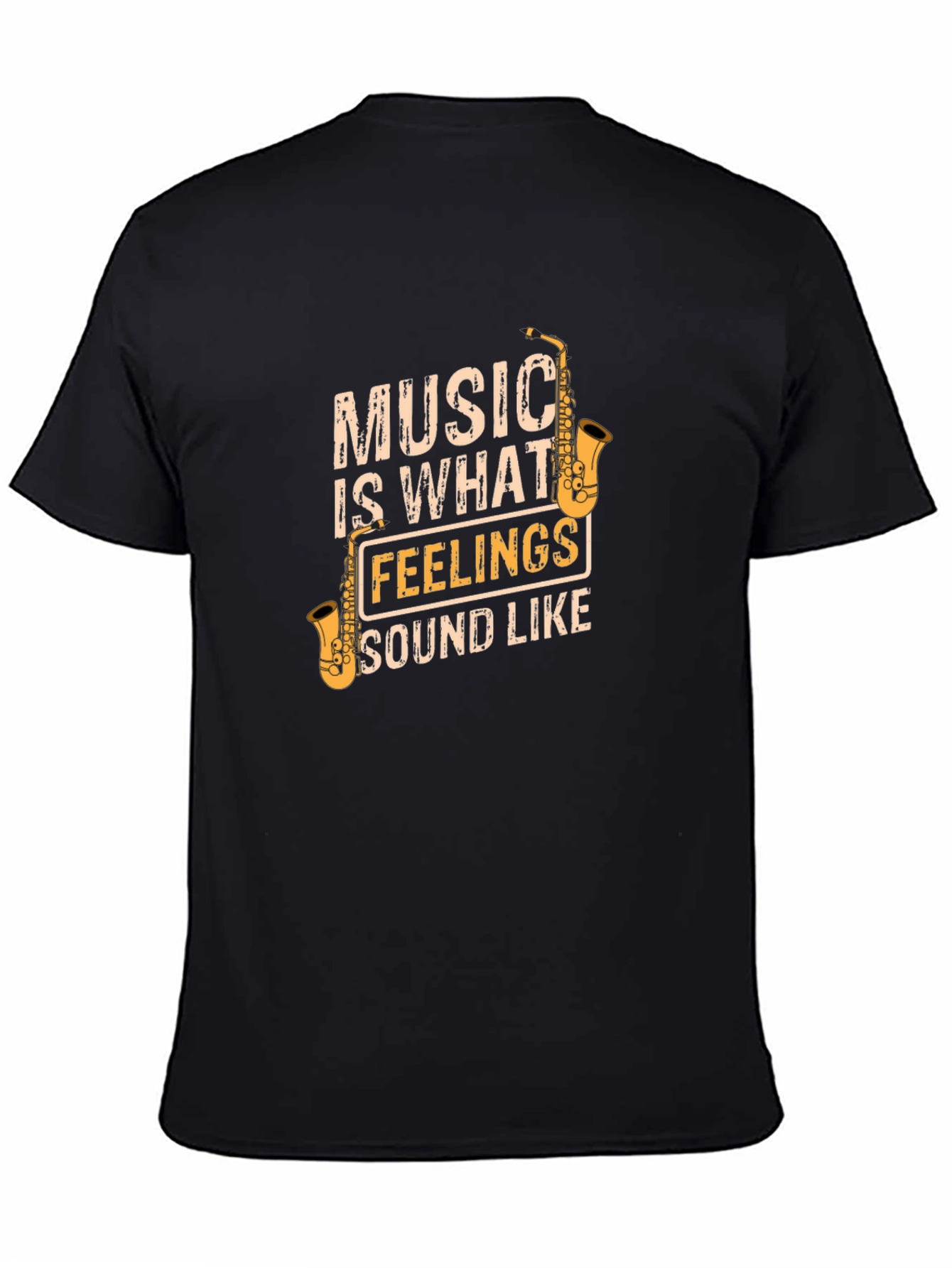 Black Music is What Feelings Sound Like Black T-Shirt view 4