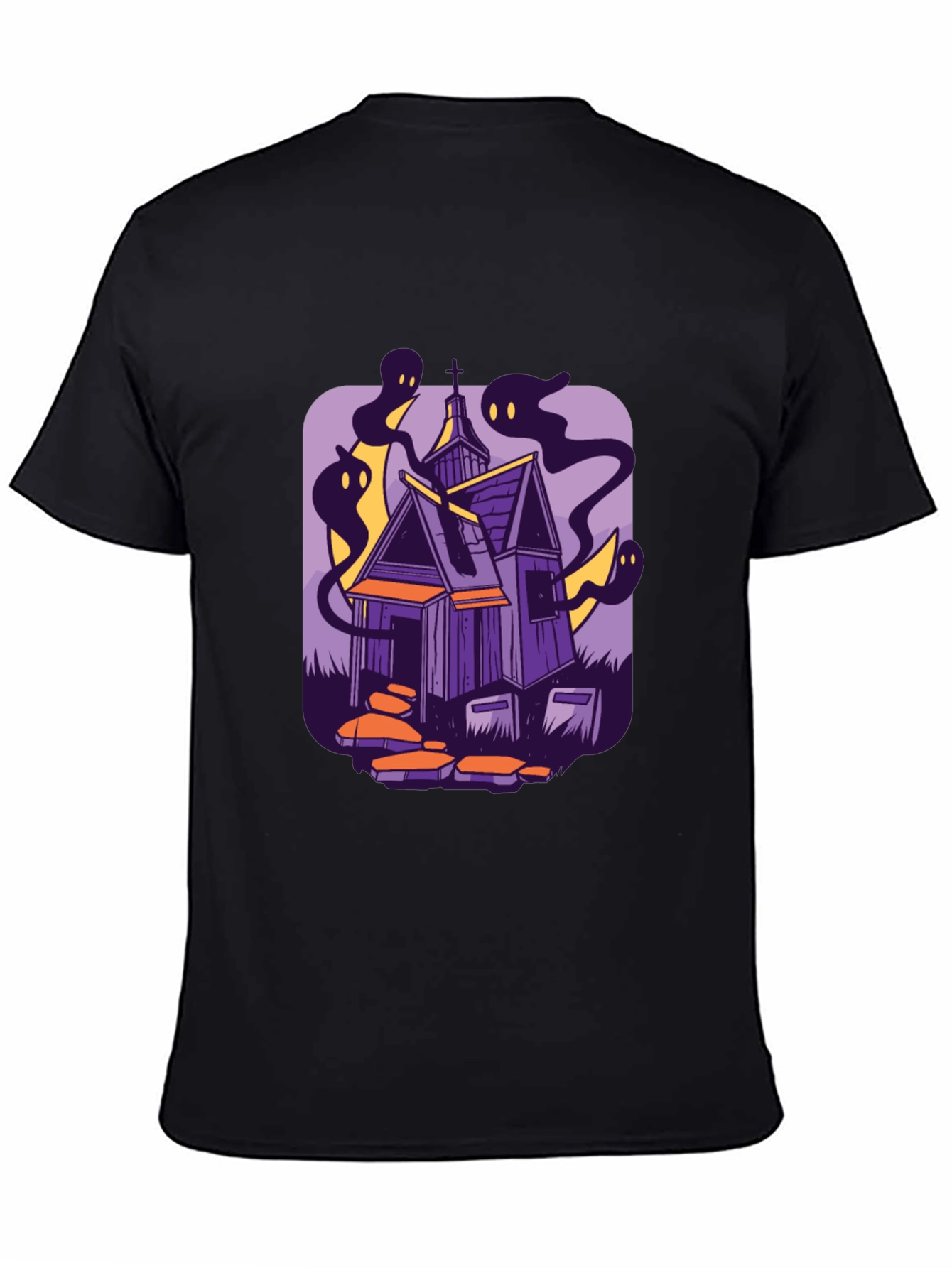 Black Haunted House Graphic Tee - Spooky Season Style view 4