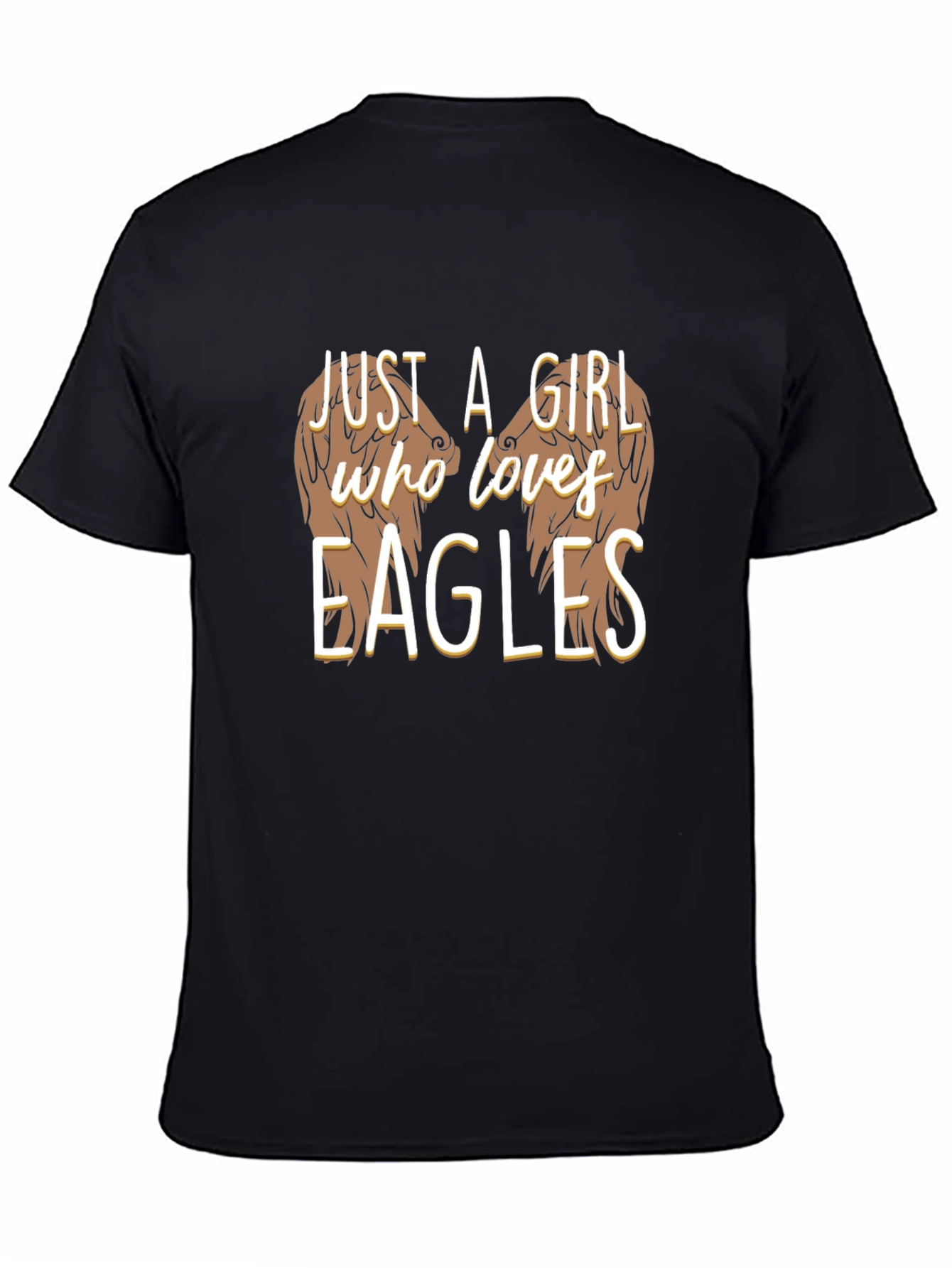 Black Just A Girl Who Loves Eagles Graphic Tee view 4