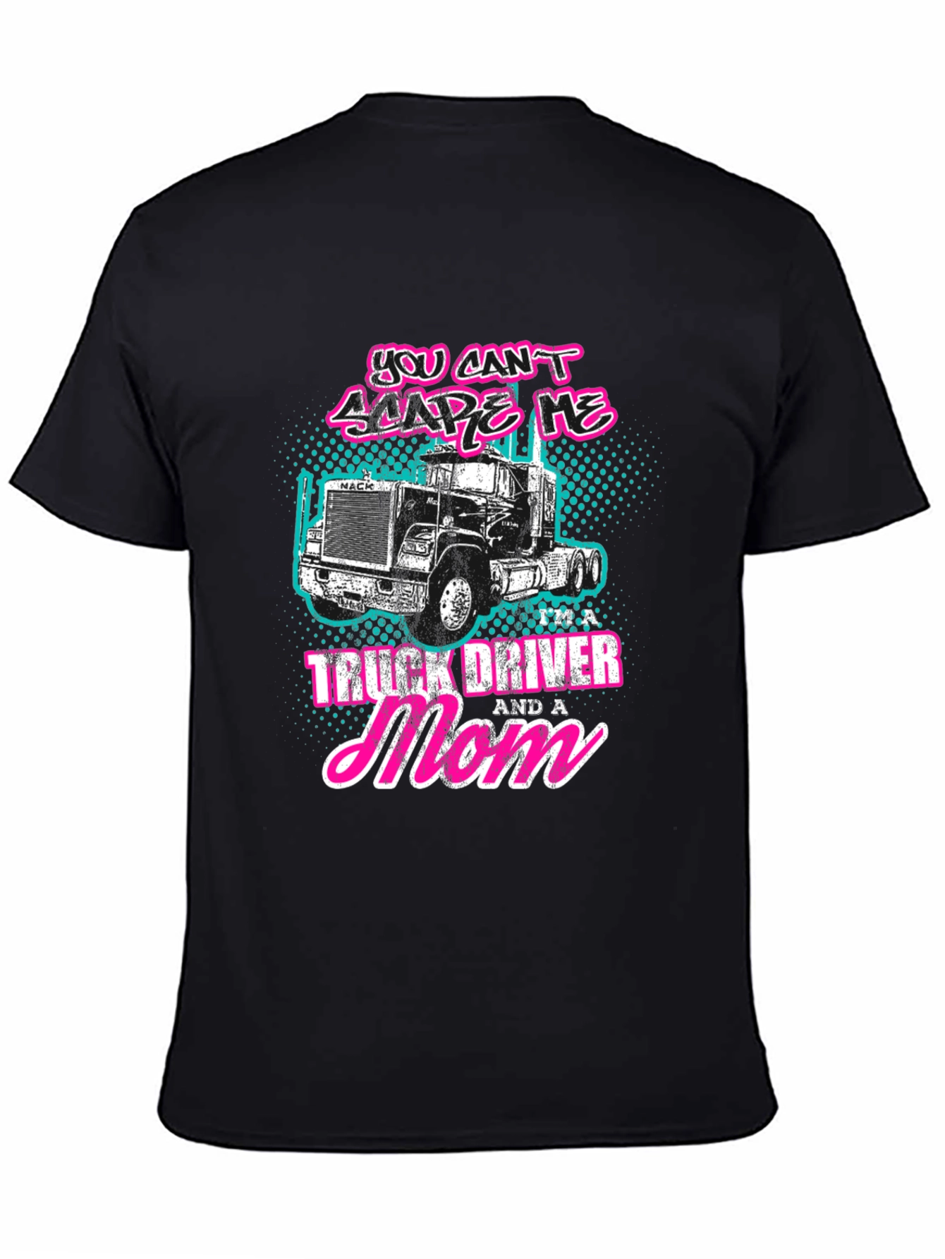Black Truck Driver Mom T-Shirt - Black Crew Neck Tee view 4