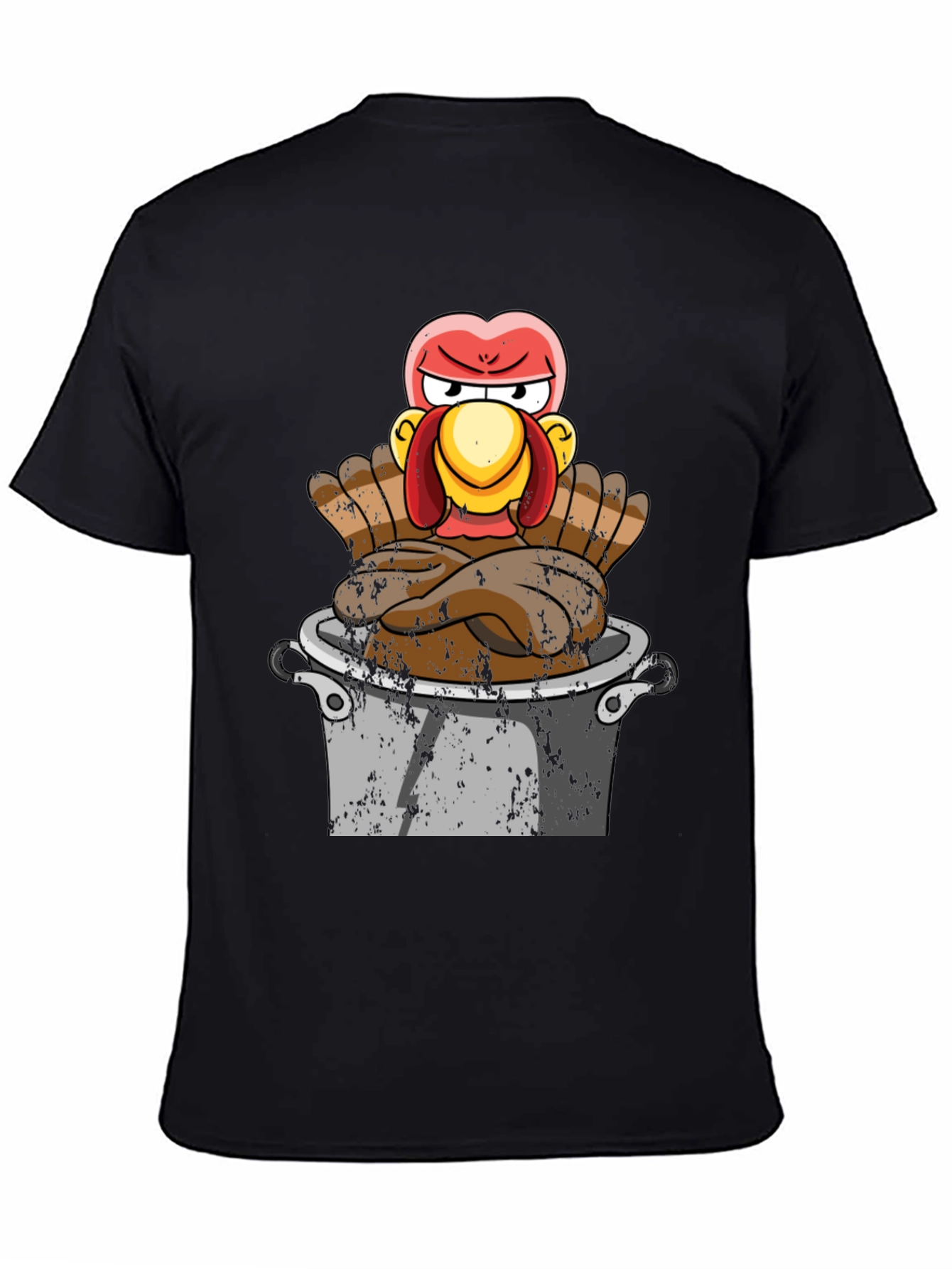 Black Funny Turkey in Pot T-Shirt - Thanksgiving Humor view 4