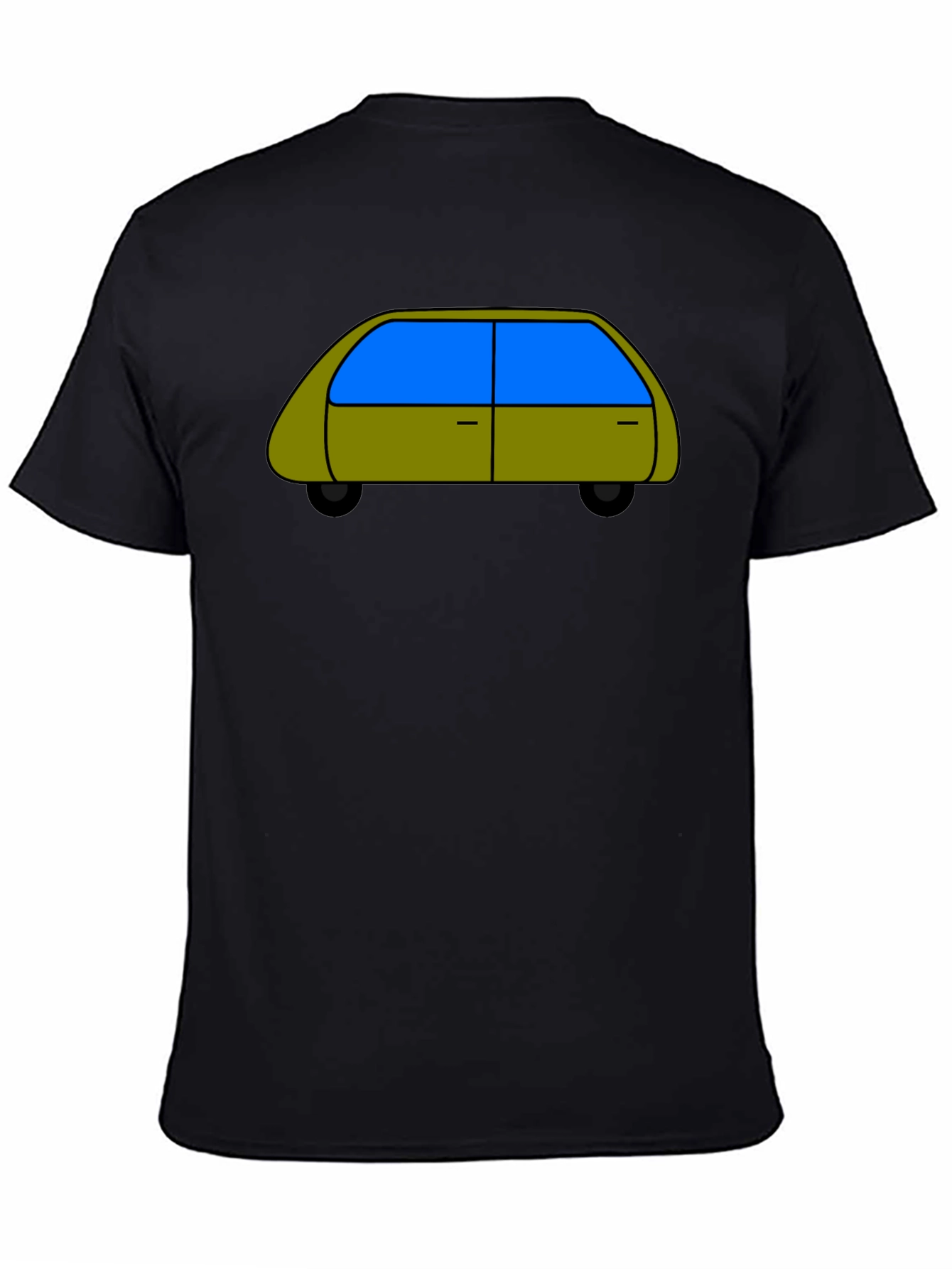 Black Cartoon Car Graphic Tee - Black Cotton T-Shirt view 4