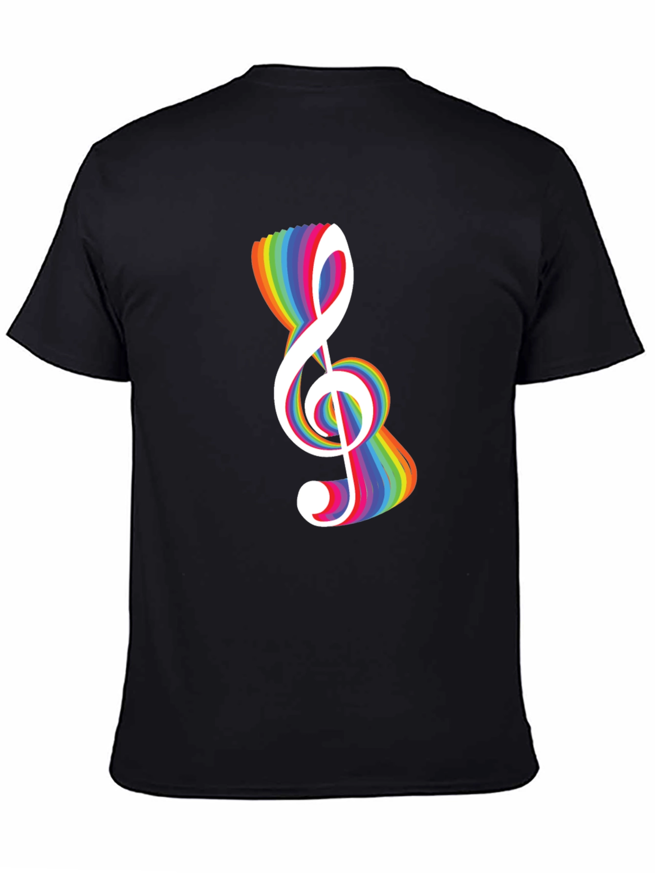 Black Rainbow Treble Clef Black T-Shirt view 4