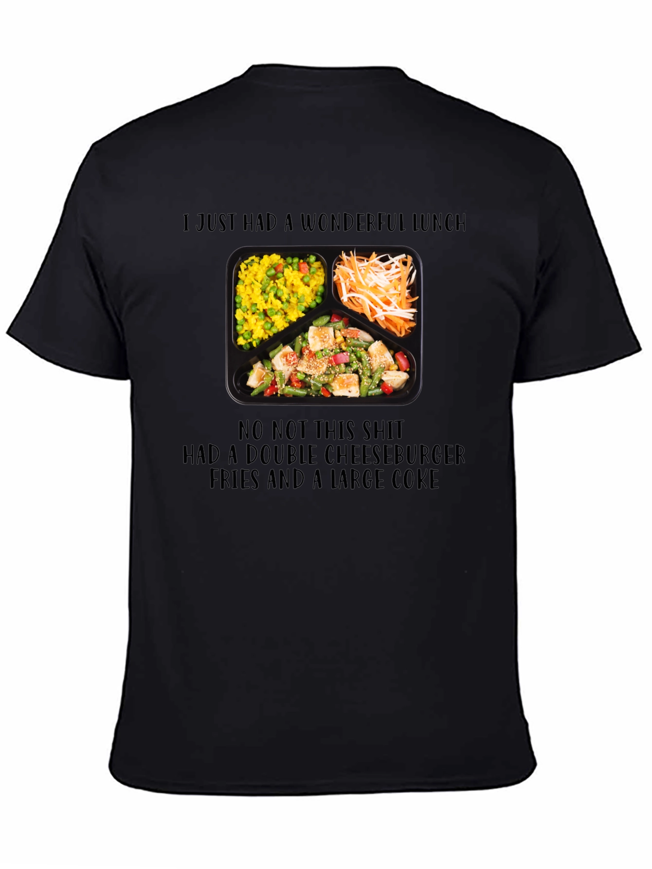 Black Funny "Wonderful Lunch" T-Shirt view 4