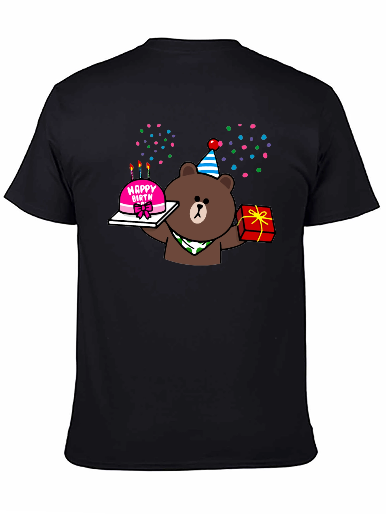 Black Birthday Bear Graphic Tee - Cute Party Shirt view 4