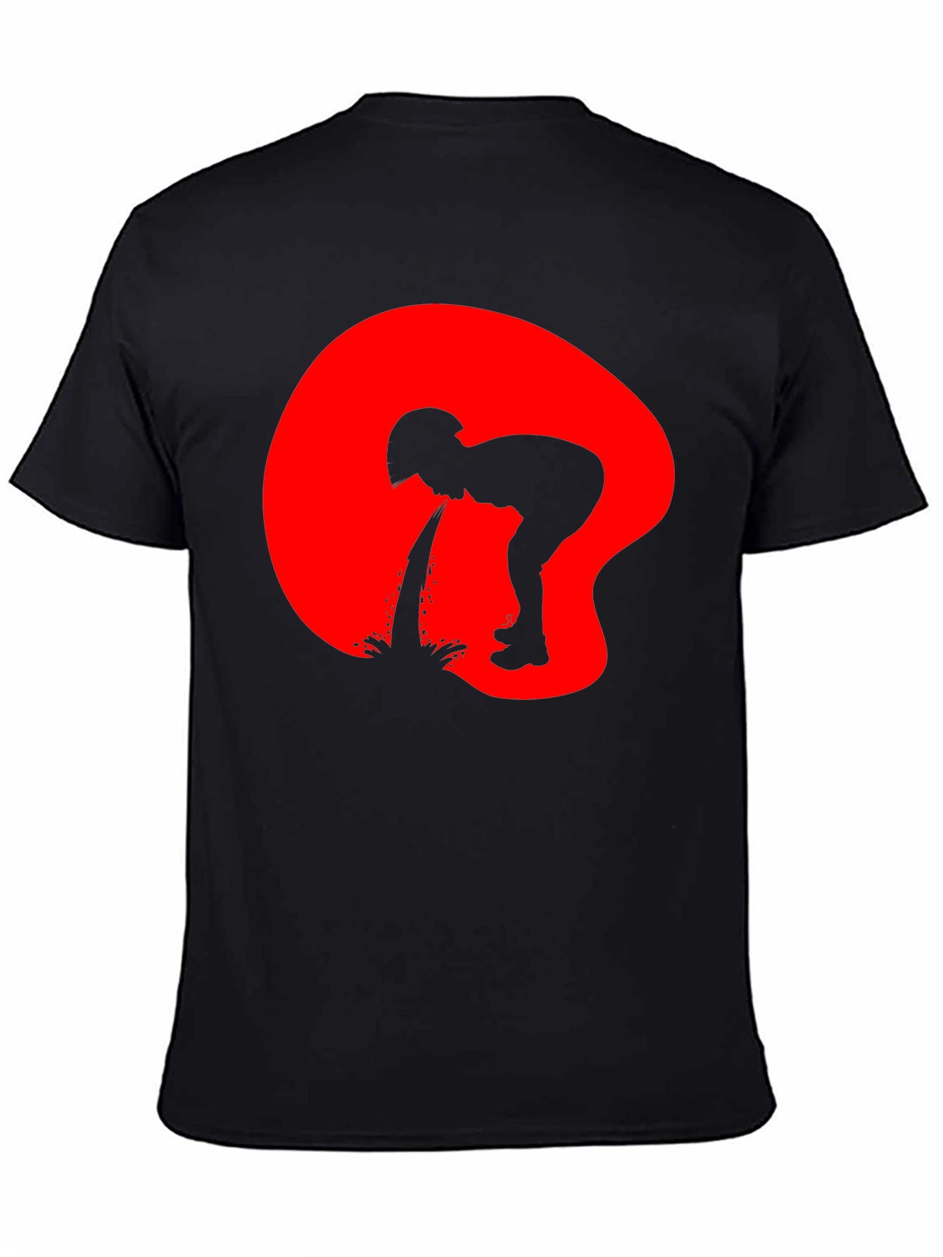 Black Puking Silhouette Graphic Tee - Black view 4