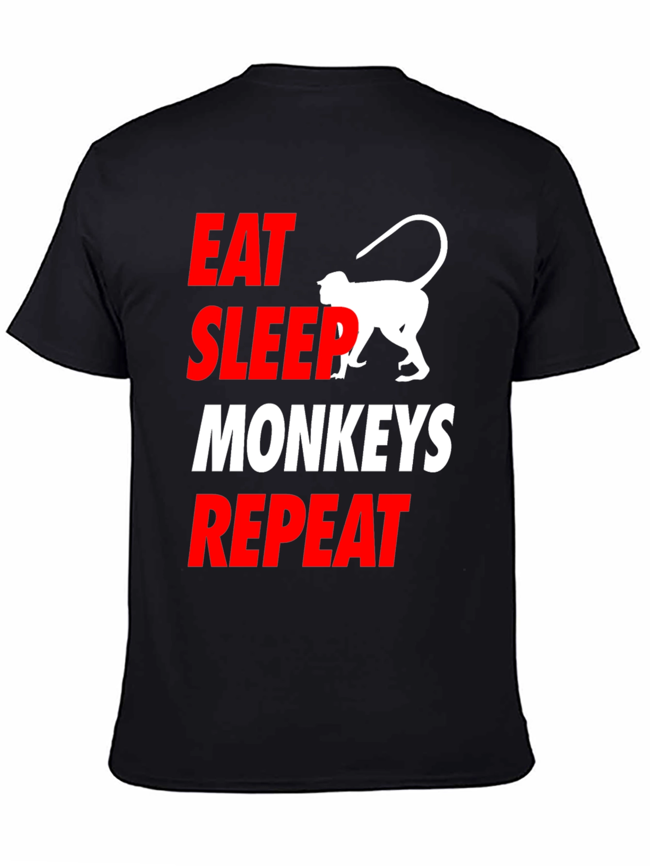 Black Eat Sleep Monkeys Repeat Funny T-Shirt view 4