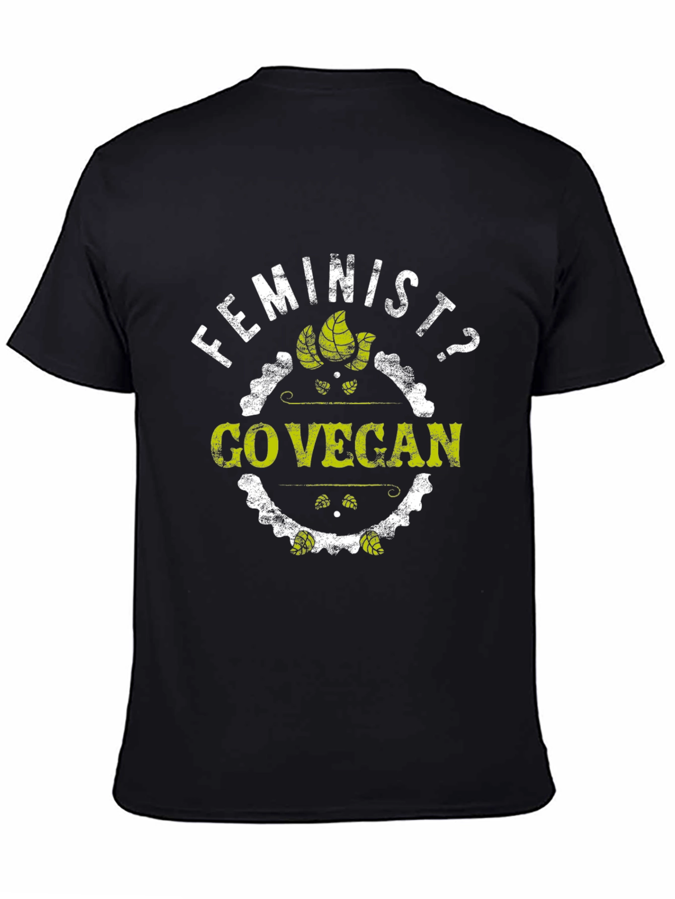 Black Feminist Go Vegan T-Shirt - Black Graphic Tee view 4