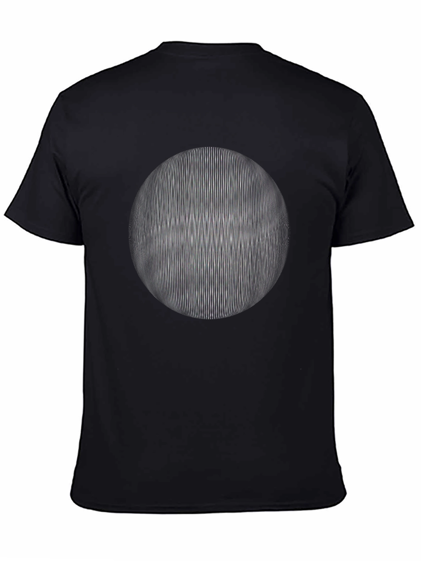Black Optical Illusion Sphere Graphic T-Shirt - Black Cotton Tee view 4