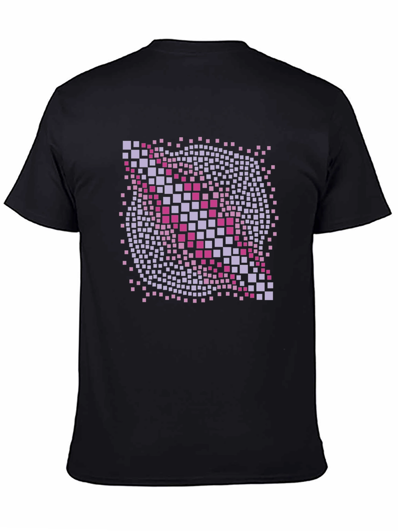 Black Geometric Pixel Art Graphic T-Shirt - Black view 4
