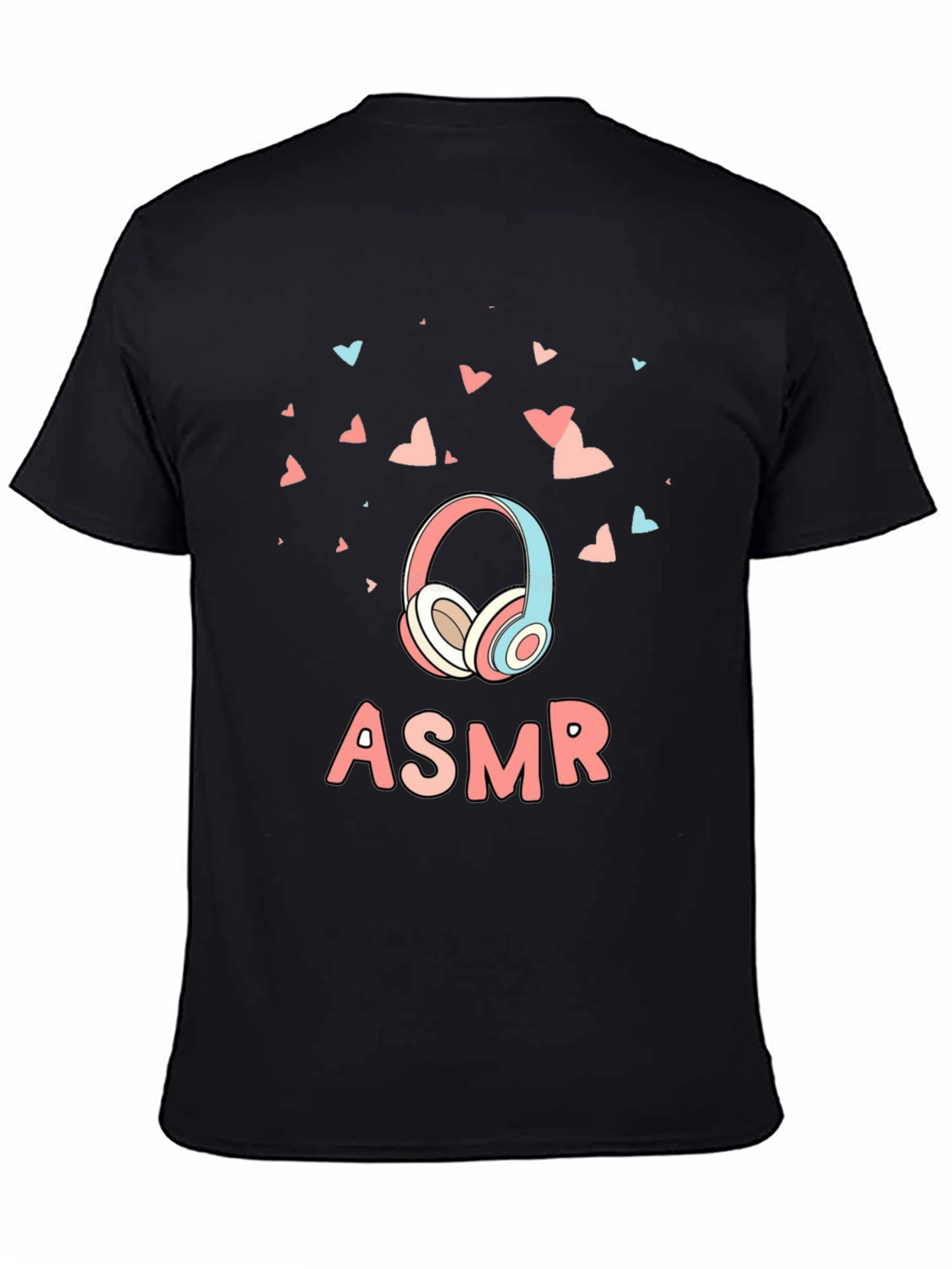 Black ASMR Headphones Graphic Tee - Sensory Relaxation Shirt view 4
