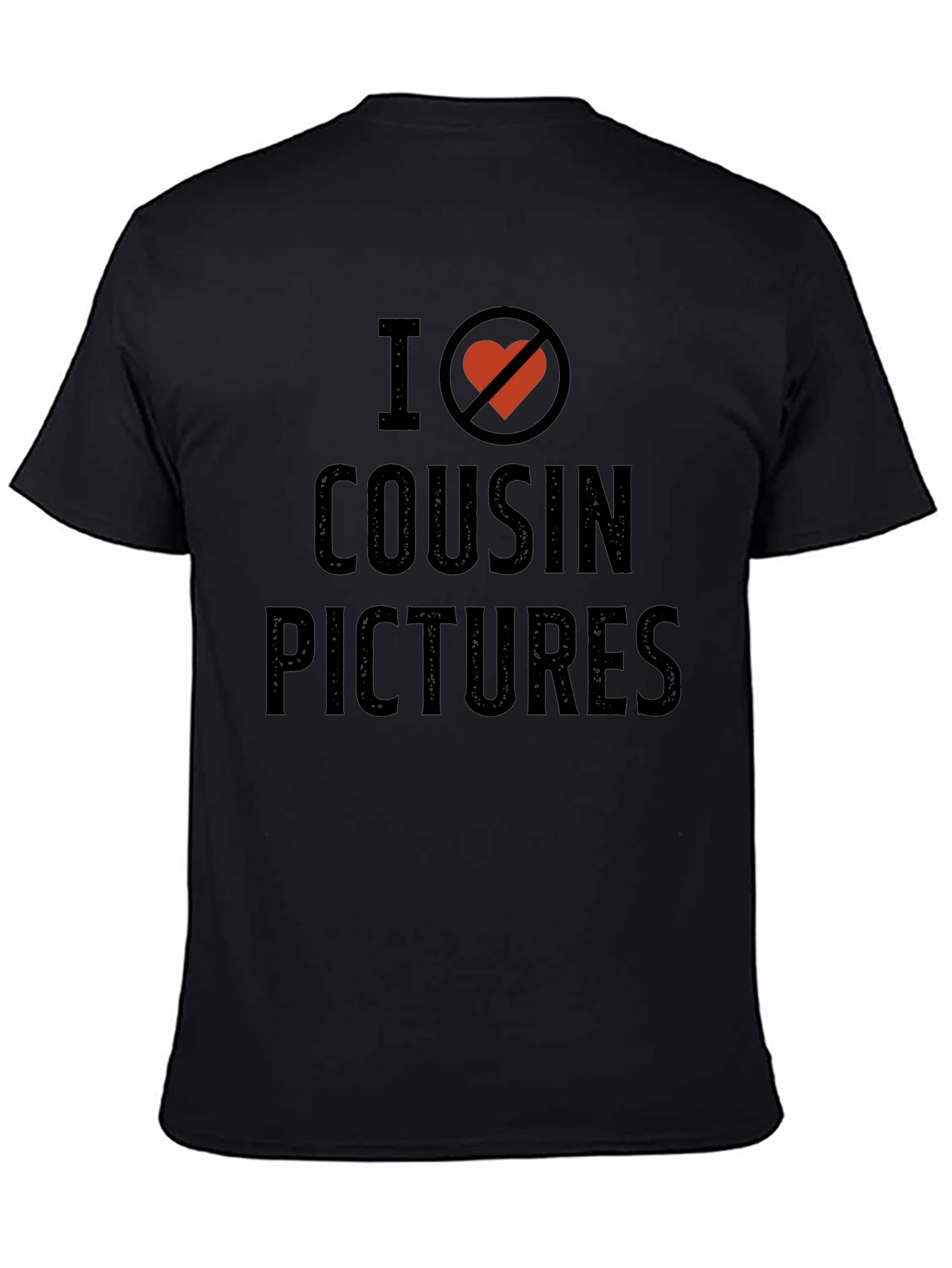 Black I (Heart Crossed Out) Cousin Pictures T-Shirt view 4