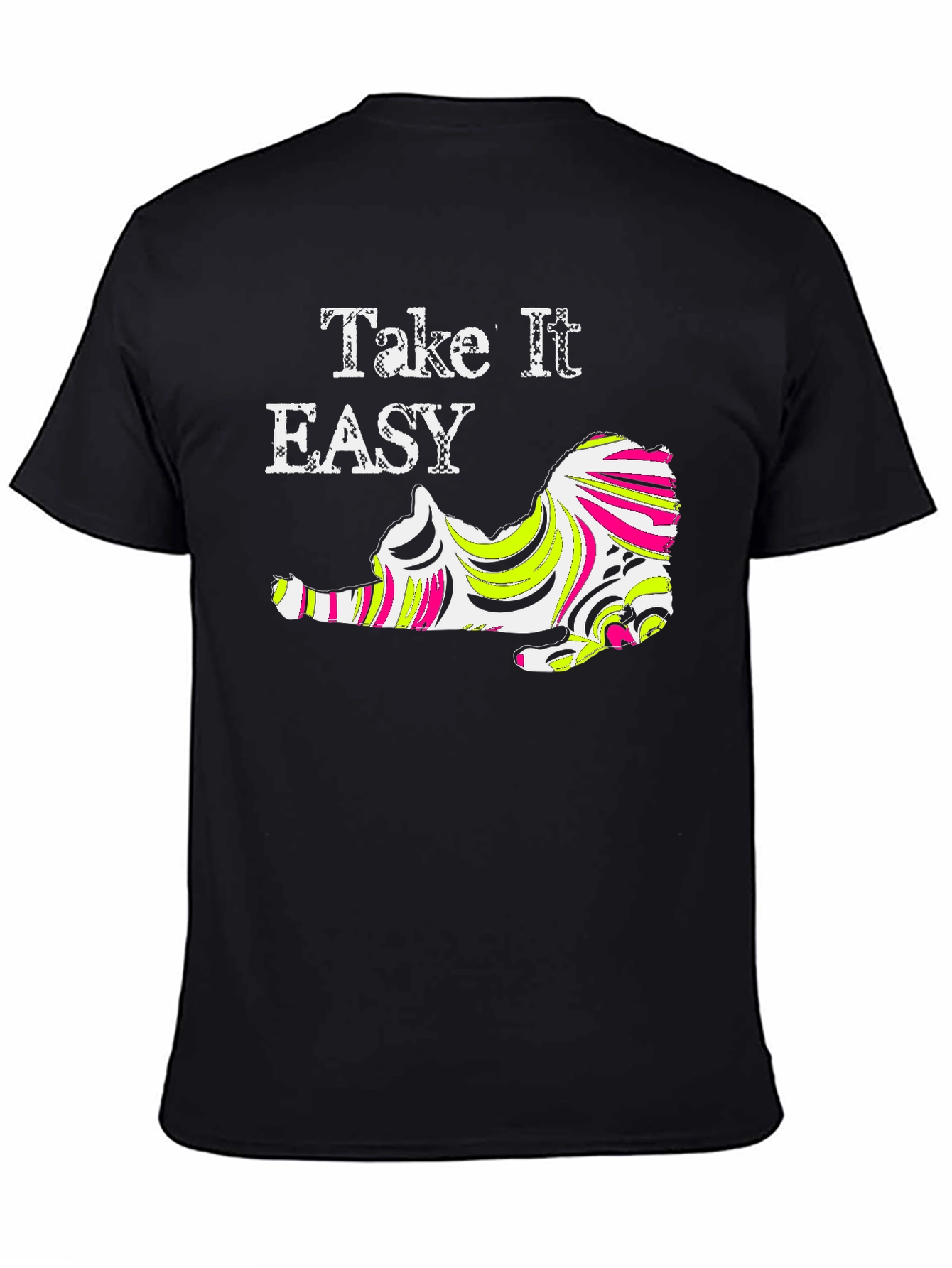 Black Take It Easy Cat Graphic Tee - Black view 4