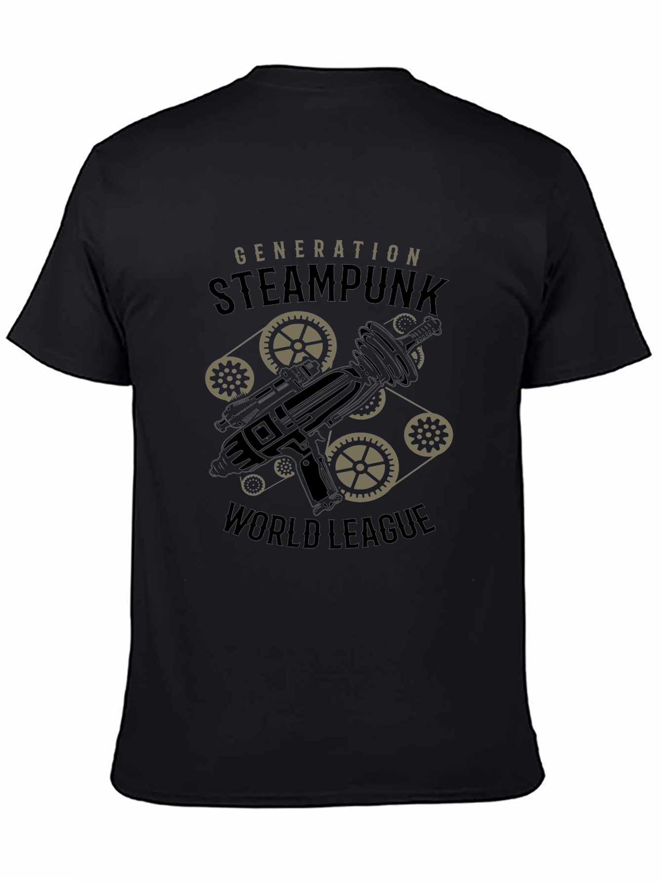 Black Steampunk Generation World League Black T-Shirt view 4
