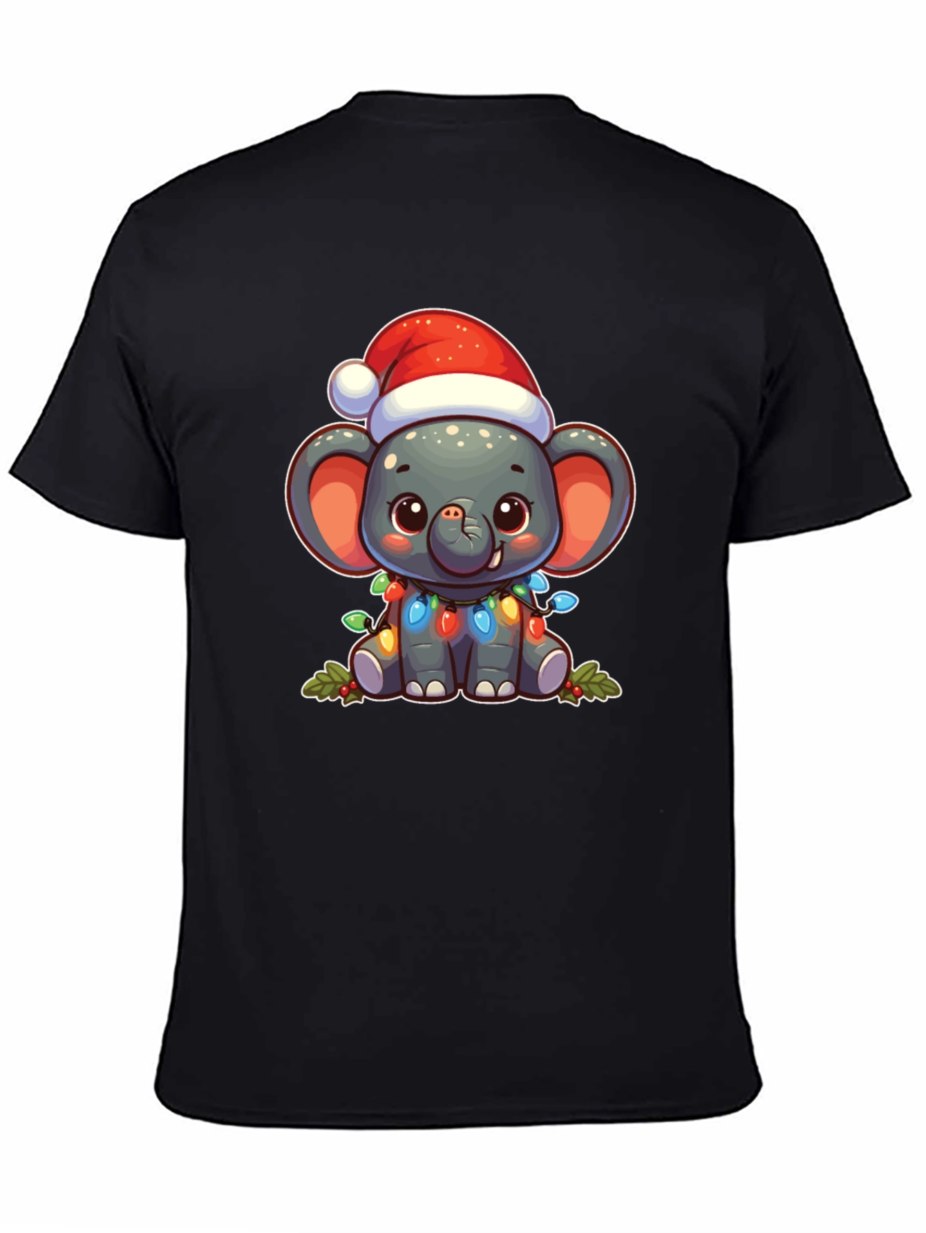 Black Festive Elephant Christmas T-Shirt view 4