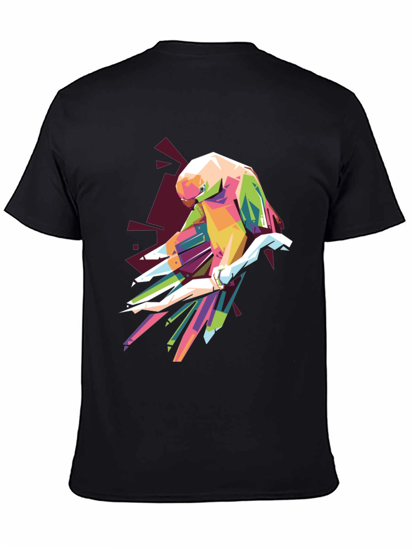 Black Geometric Parrot Graphic T-Shirt view 4