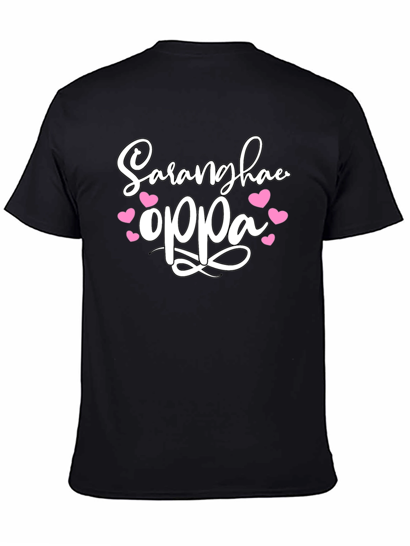 Black Saranghae Oppa T-Shirt: Korean Love Tee view 4