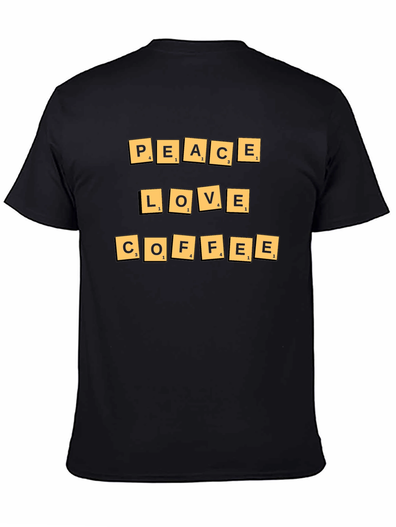 Black Peace Love Coffee Graphic T-Shirt view 4