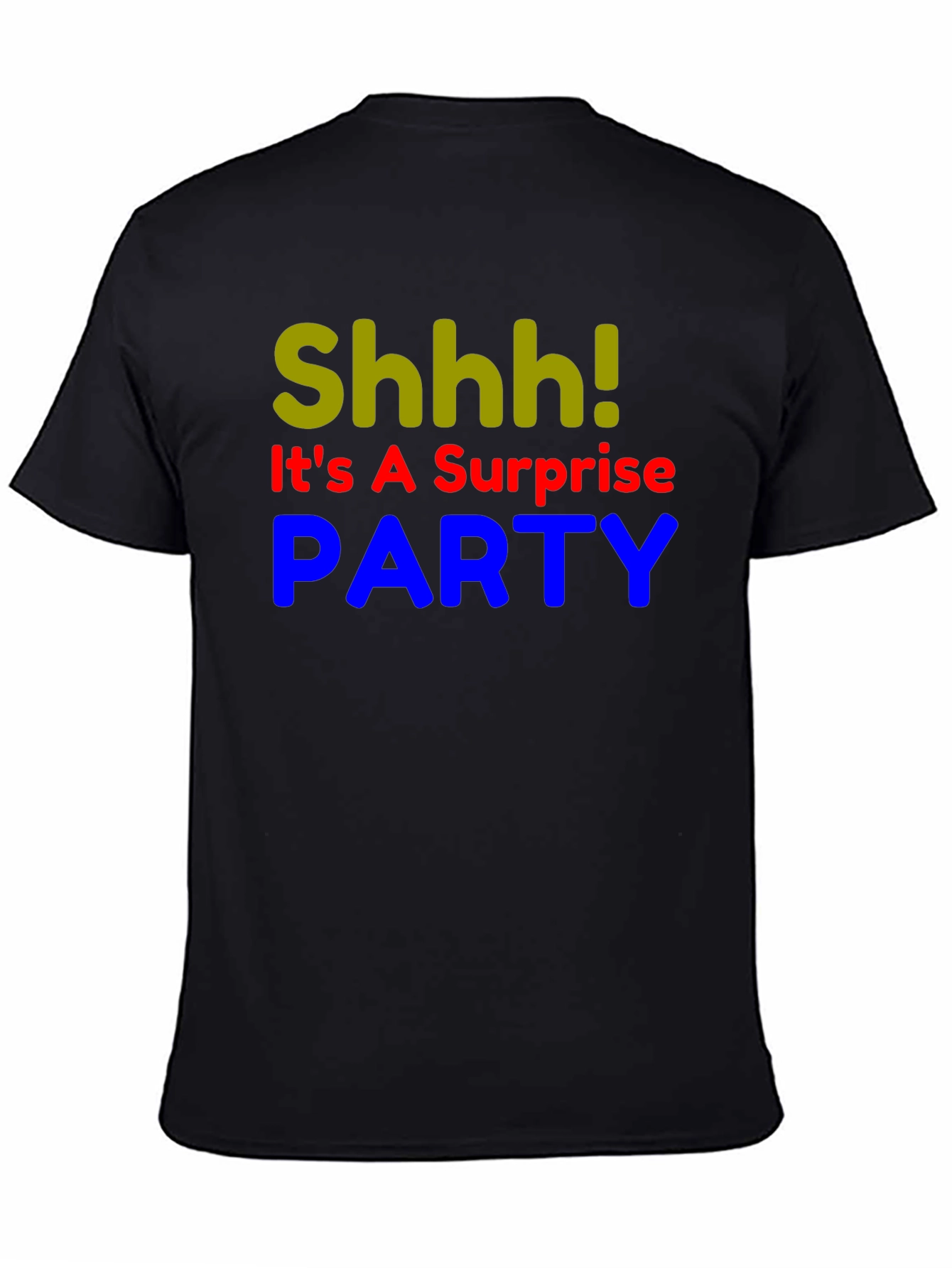 Black Surprise Party T-Shirt - Shhh! Funny Birthday Tee view 4