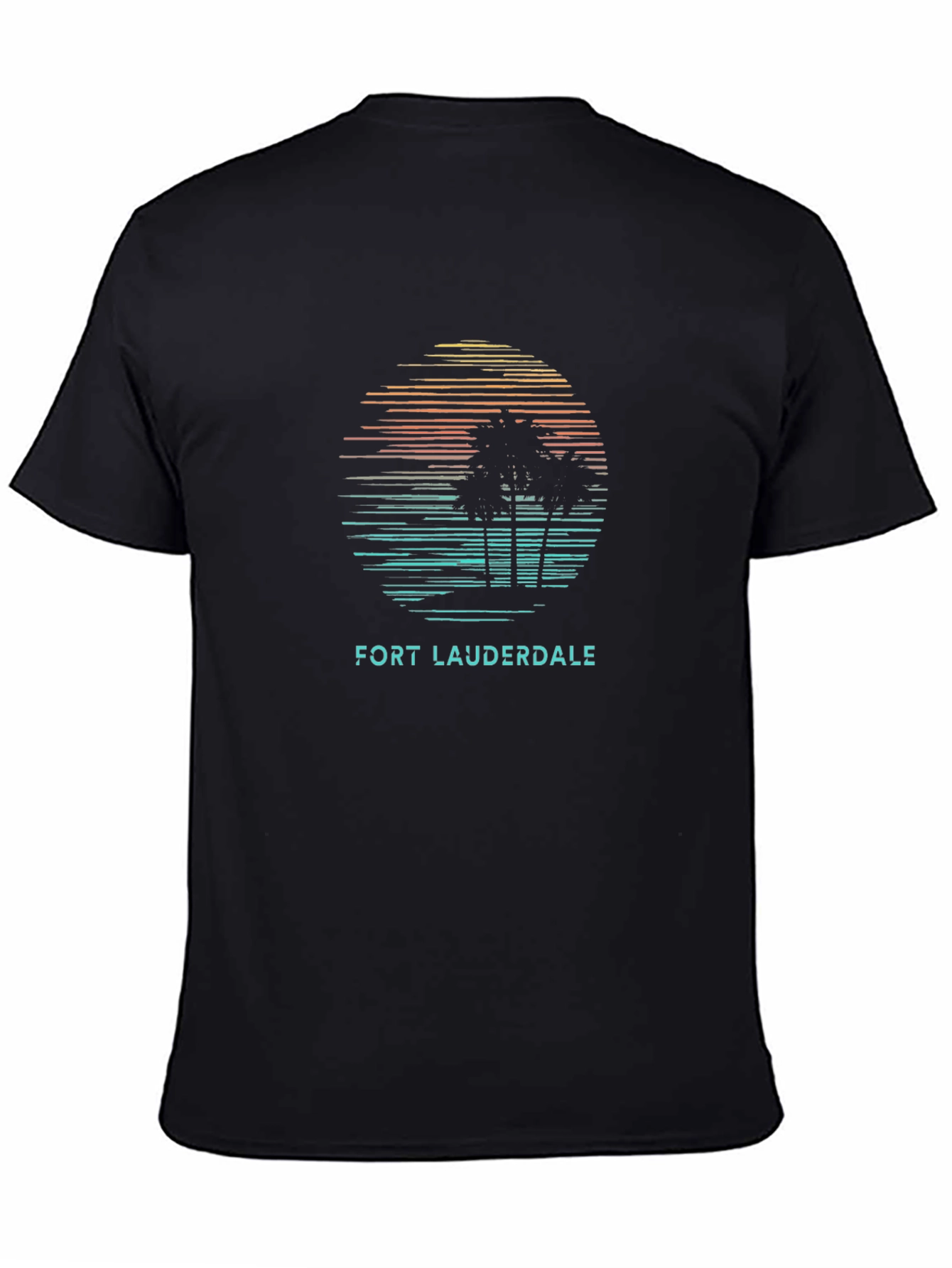 Black Fort Lauderdale Palm Tree Sunset Graphic Tee view 4