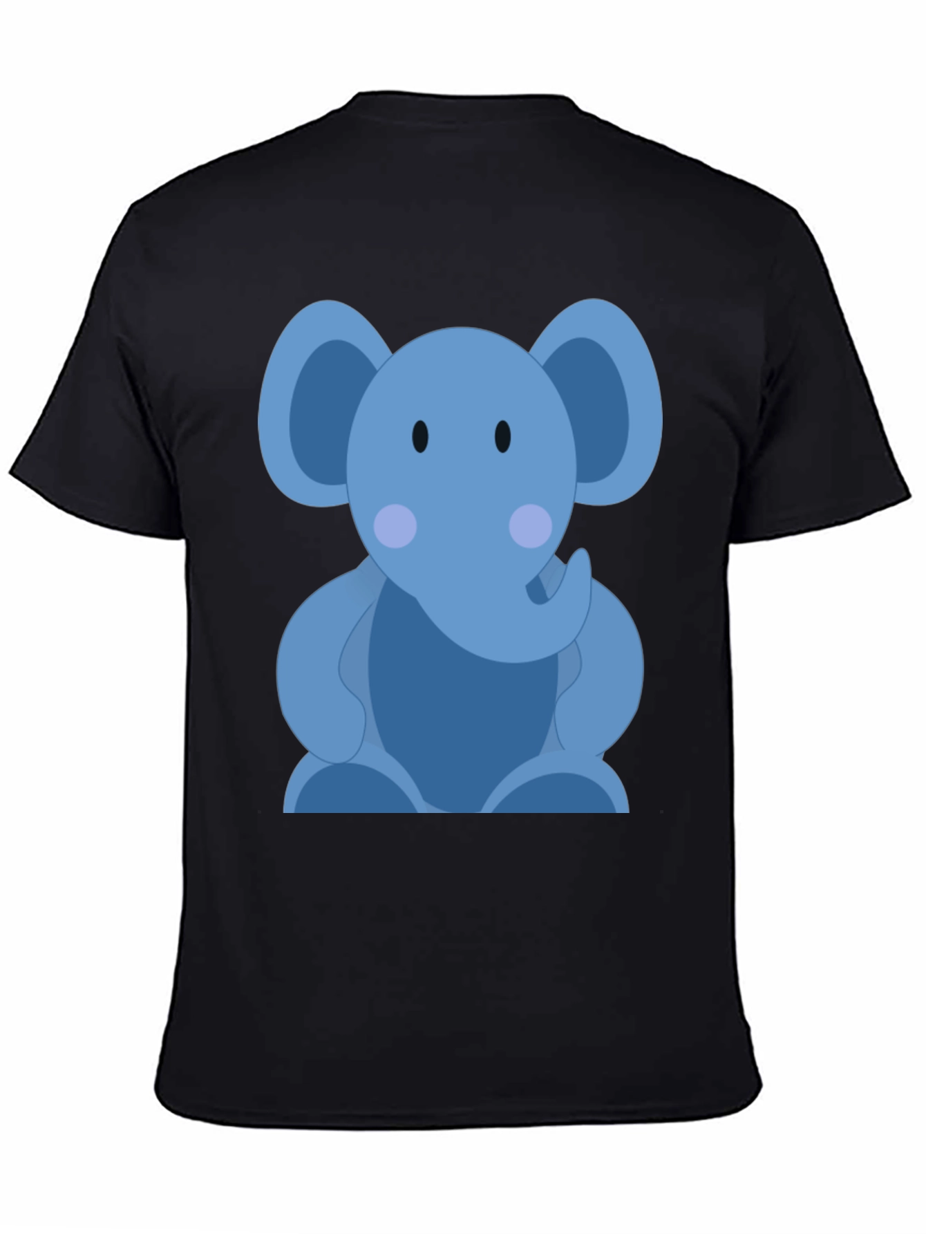 Black Cute Elephant Graphic Print Black T-Shirt view 4