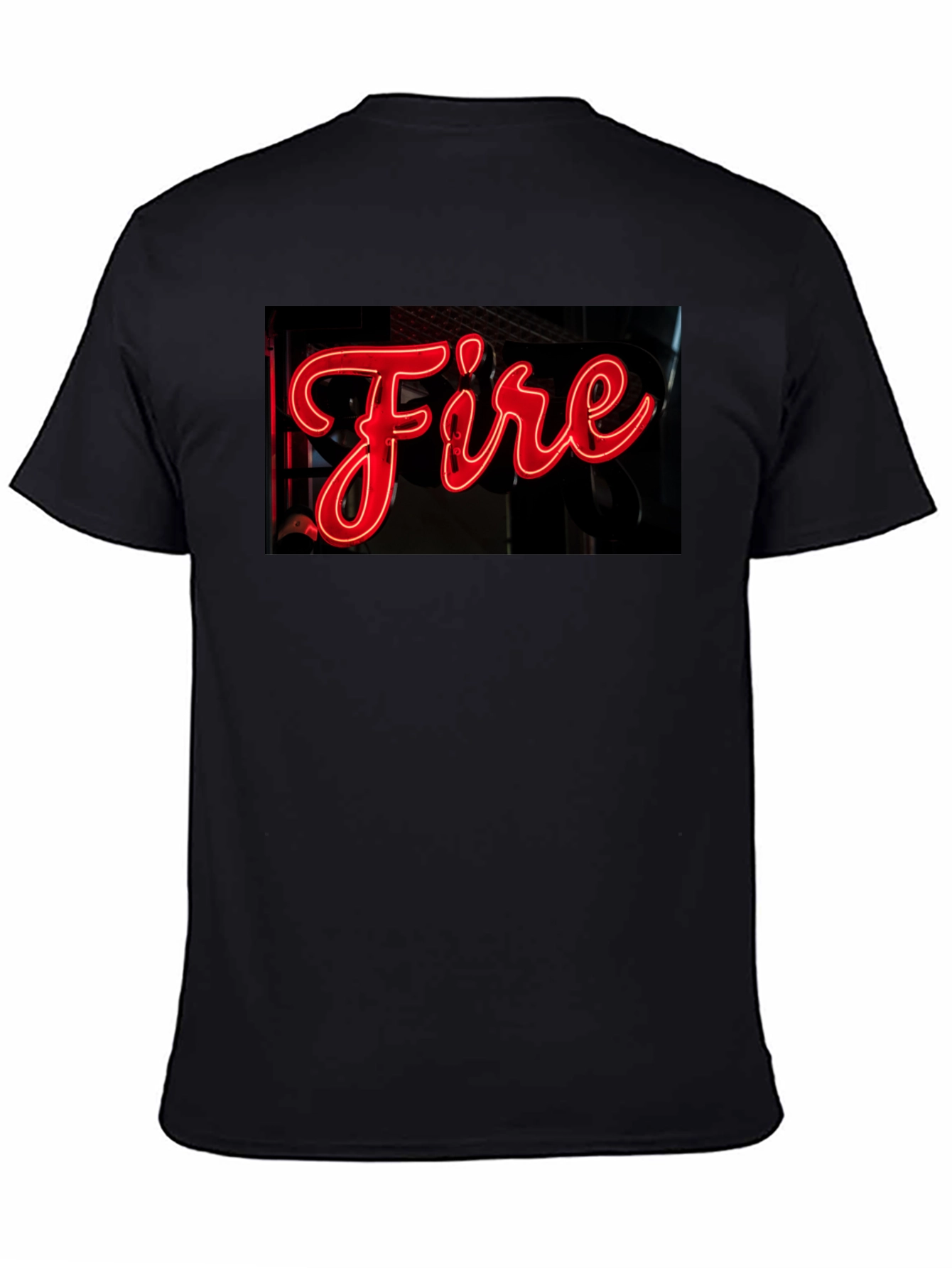 Black Fiery Graphic Tee - Neon Sign Black T-Shirt view 4