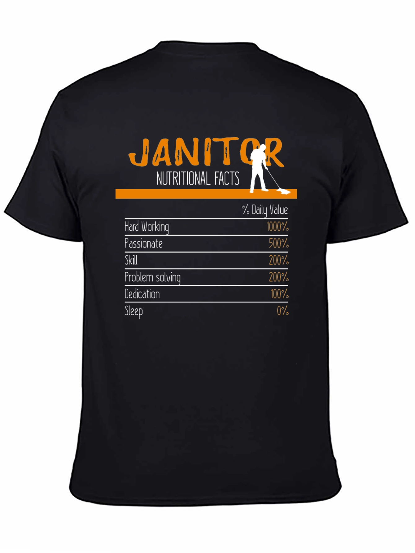 Black Janitor Nutritional Facts Graphic Tee view 4