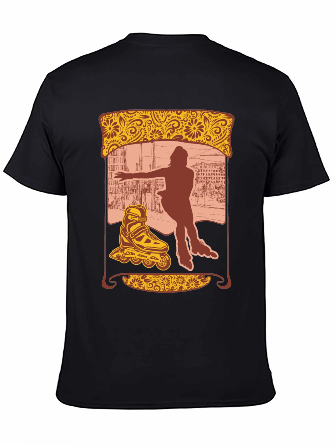 Black Retro Roller Skate Graphic Tee view 4
