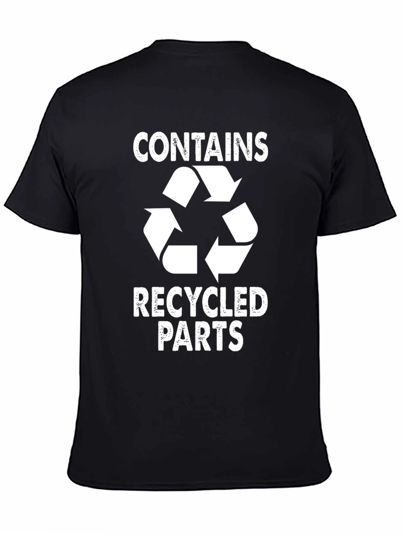 Black Funny Recycled Parts Graphic T-Shirt view 4