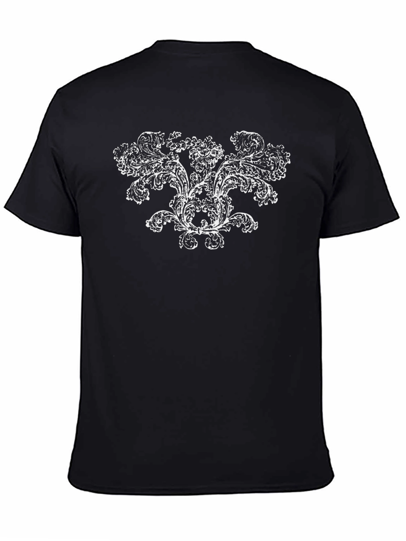 Black Elegant Baroque Print Black T-Shirt view 4