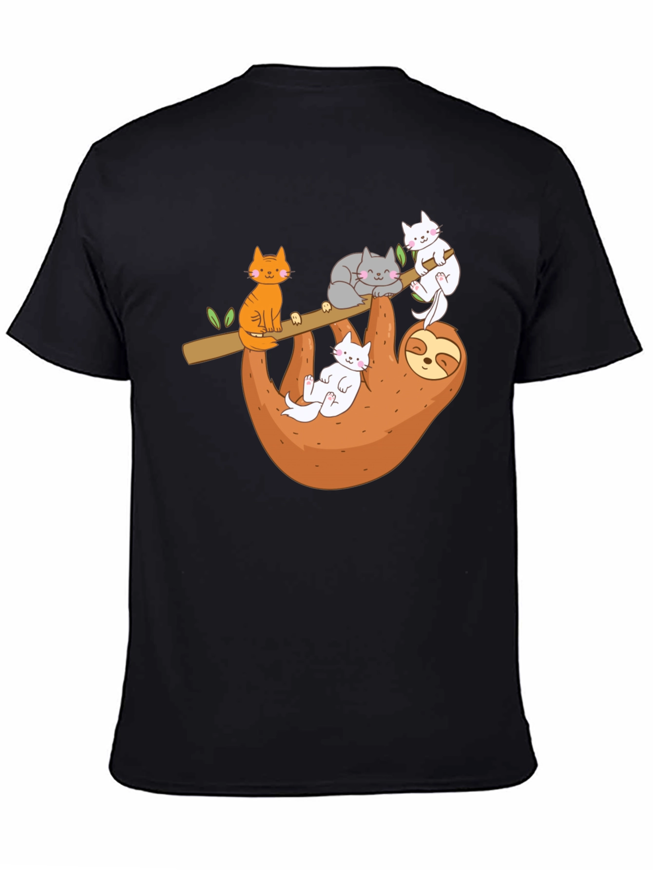 Black Sloth & Cats Graphic Tee - Relaxed Style view 4