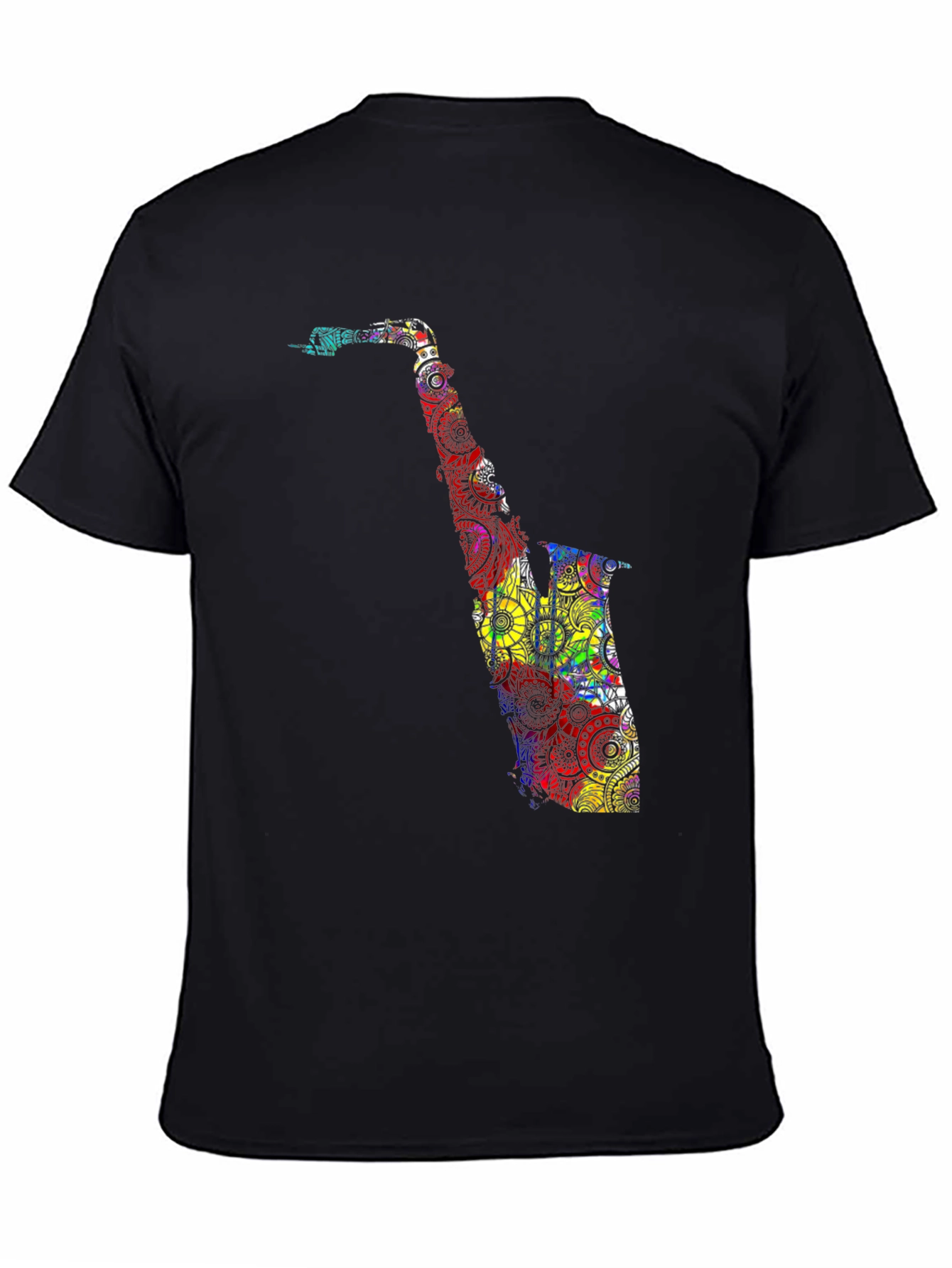 Black Colorful Saxophone Graphic T-Shirt - Black view 4