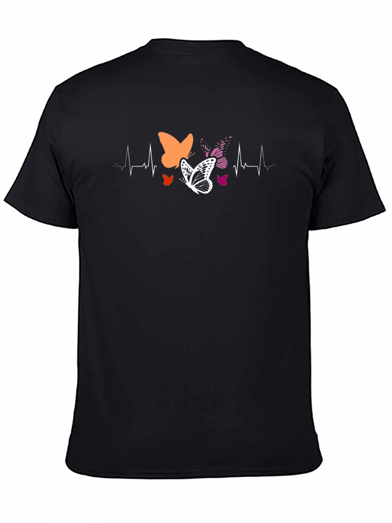 Black Butterfly Heartbeat Graphic Tee view 4