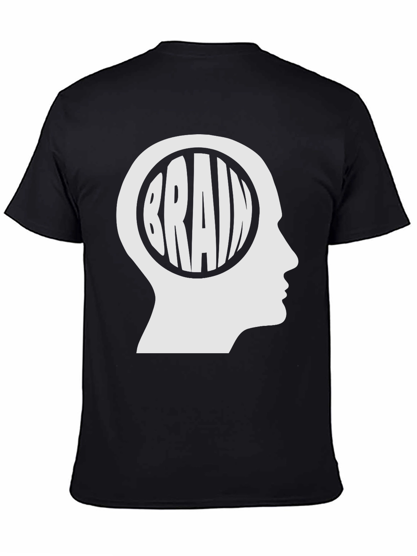 Black Brain Head Graphic T-Shirt - Black Cotton Tee view 4